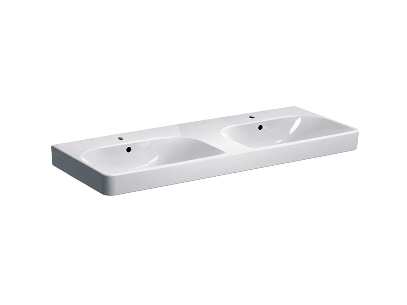 Geberit Smyle Lavabo cuadrado 500253, 120x48cm, con dos agujeros