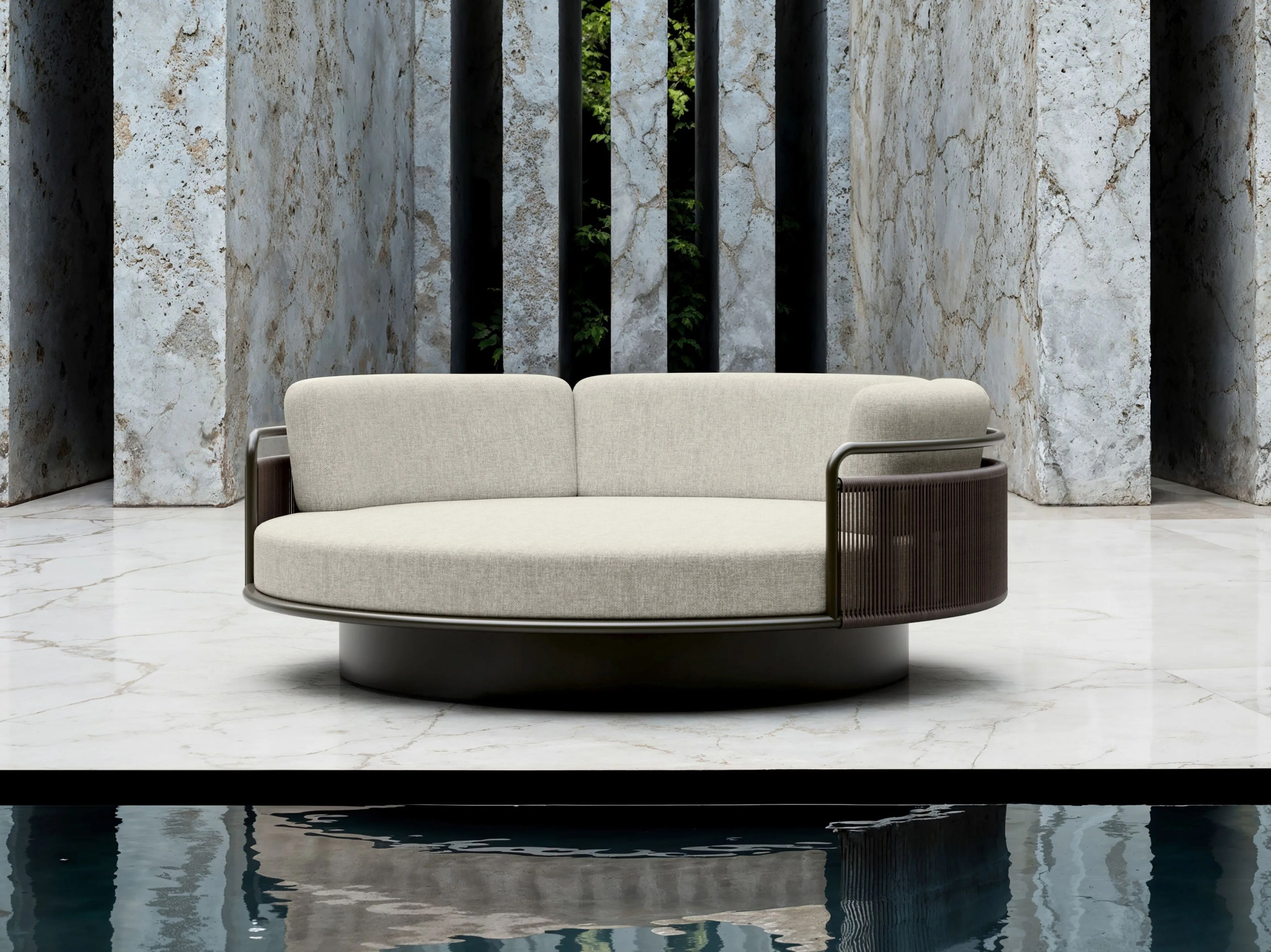 LINK by SNOC - Letto da giardino rotondo in tessuto - 4