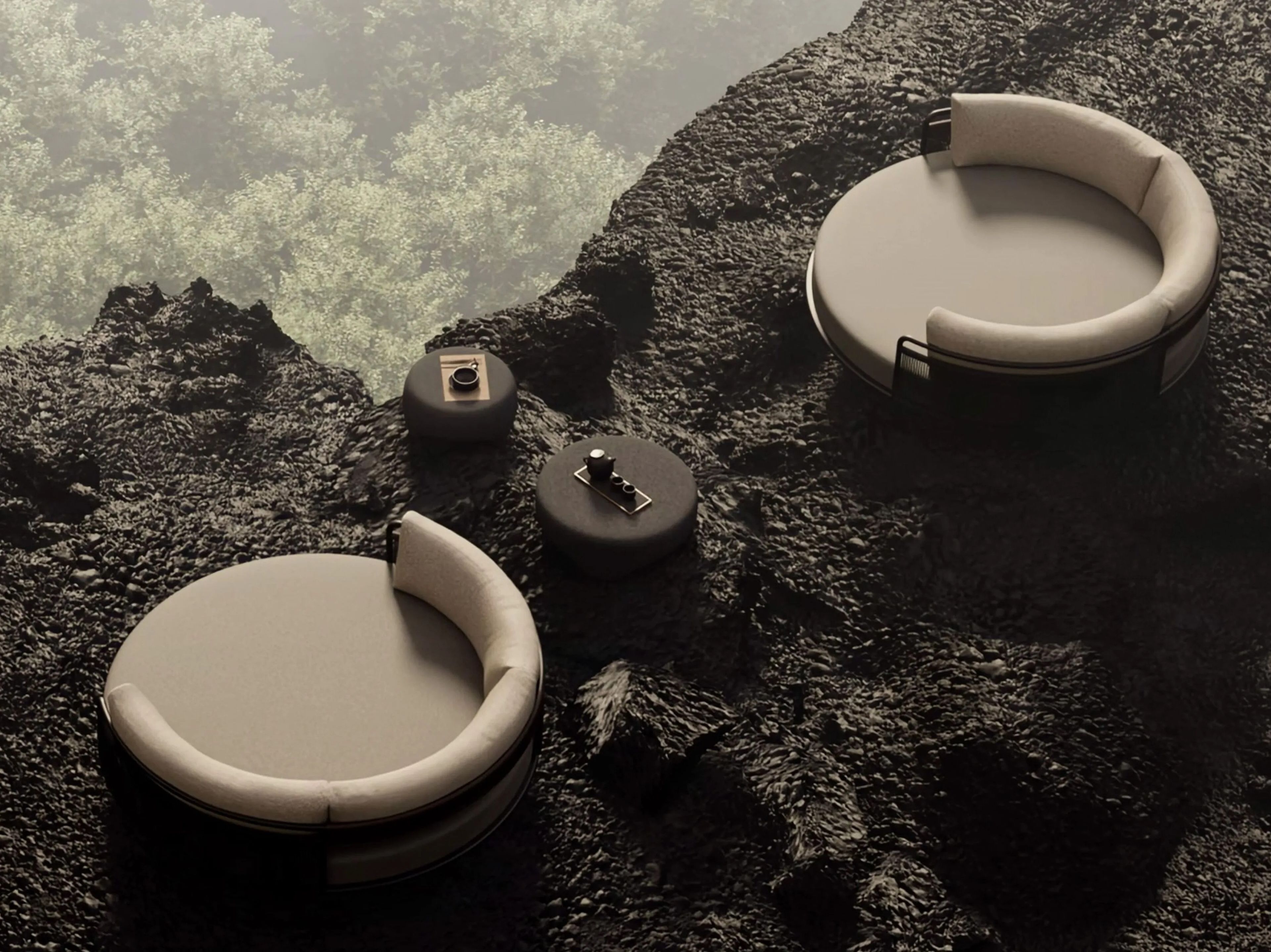 LINK by SNOC - Letto da giardino rotondo in tessuto - 5