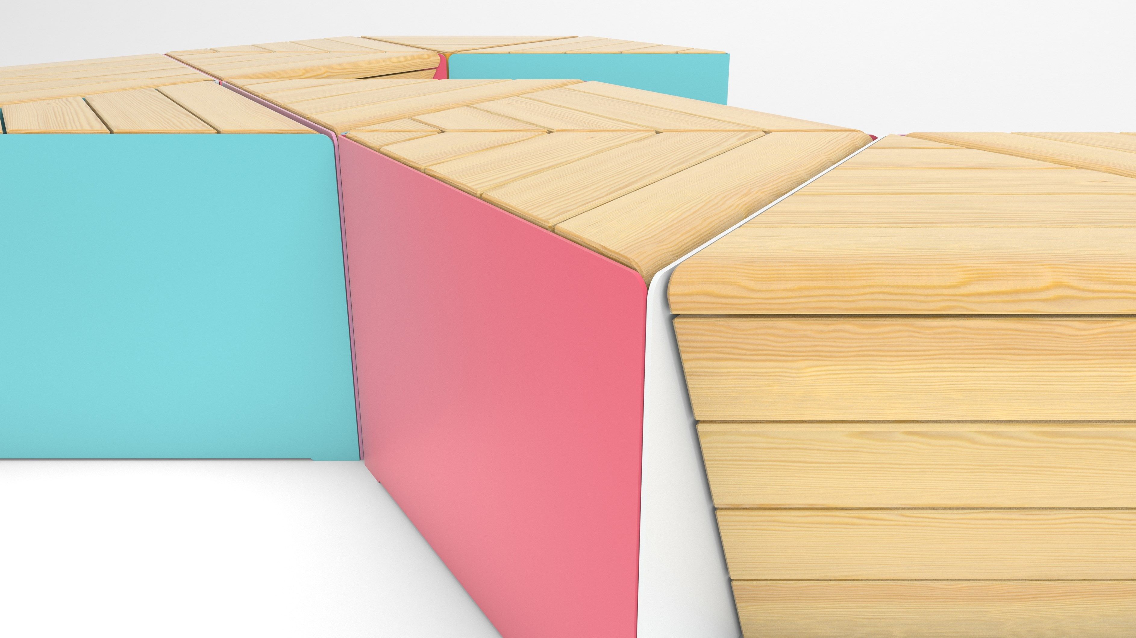 Modular steel and wood bench SONOBE By Factory Furniture