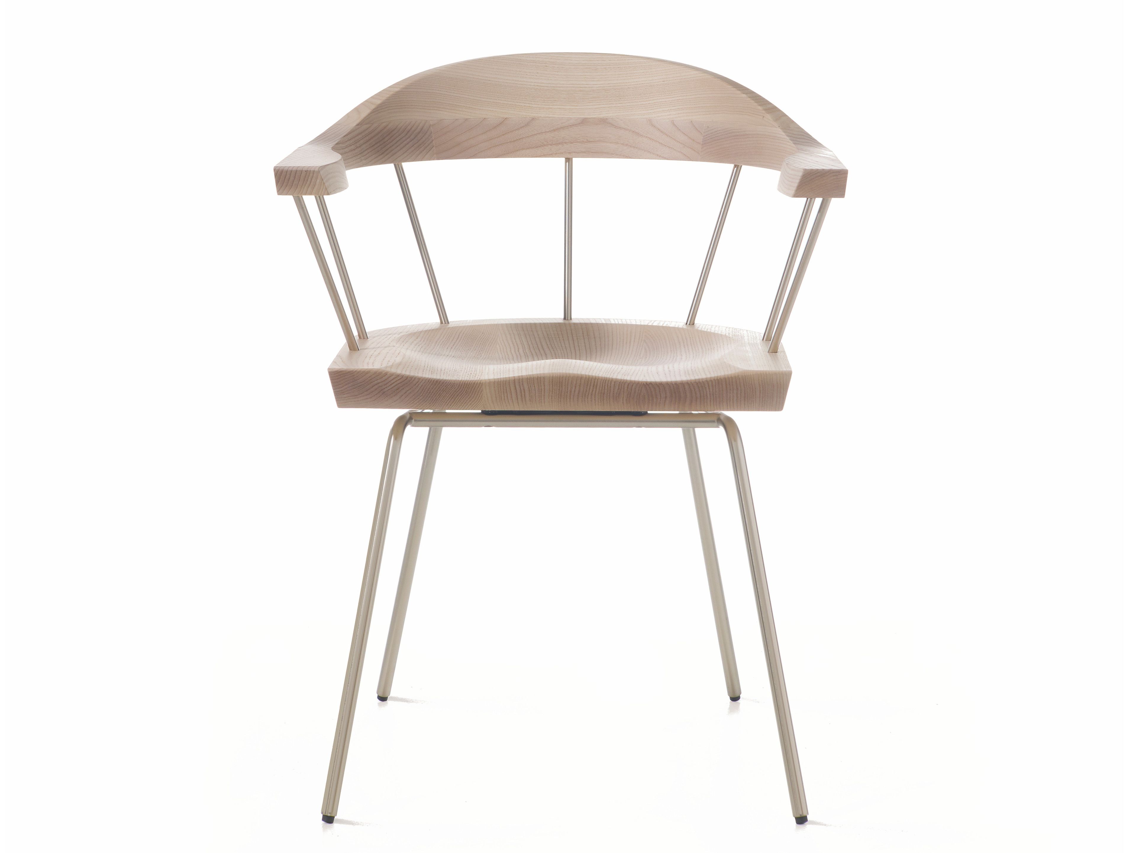 SPINDLE Steel and wood chair with armrests By BassamFellows design Craig Bassam