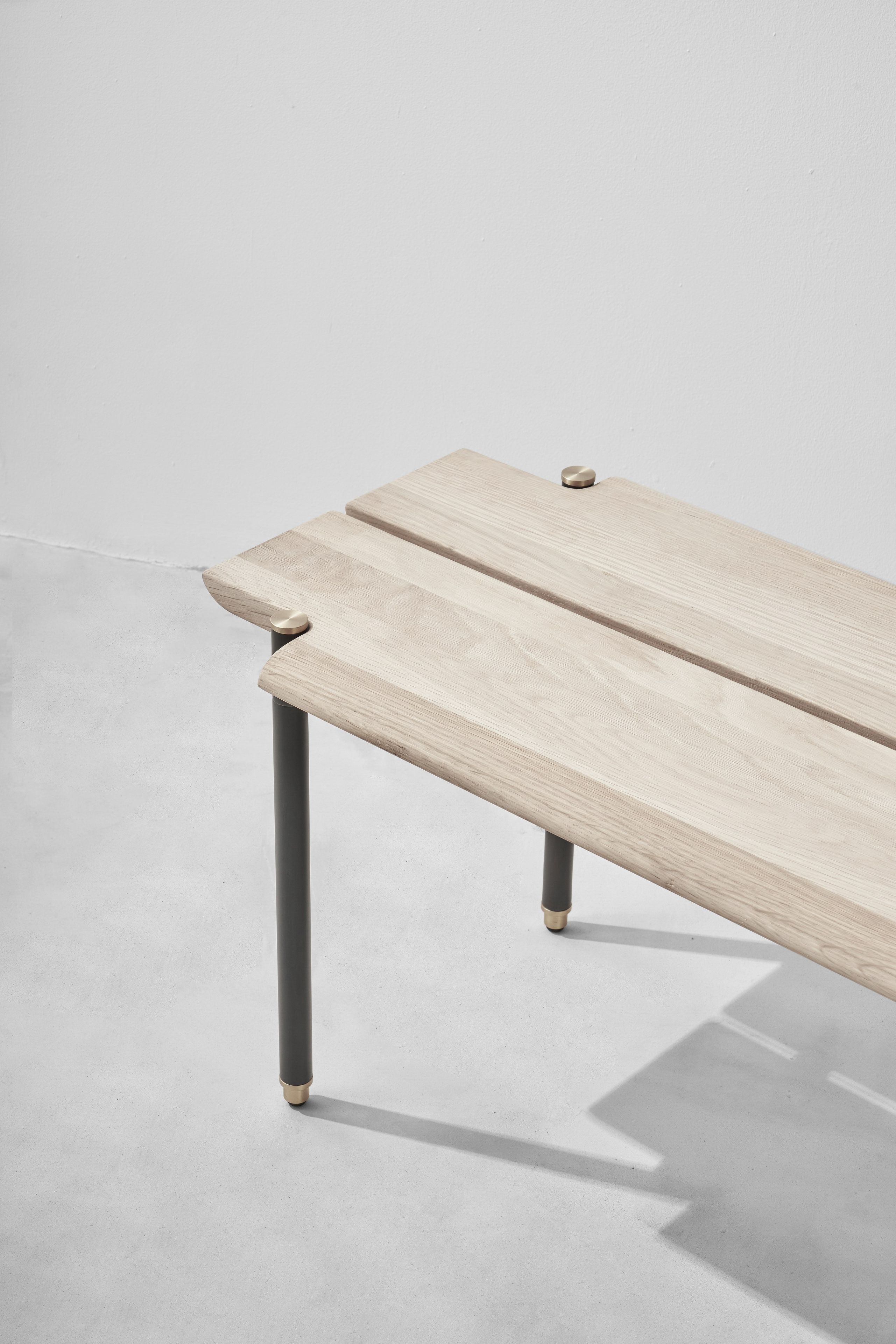 STACKING Steel and wood bench By District Eight