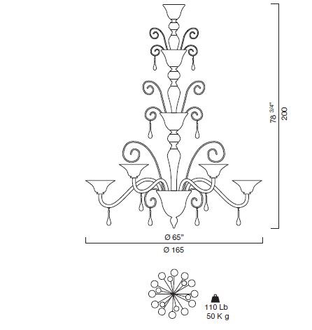 STARS OF ISTANBUL 吊灯 By Wave Murano Glass