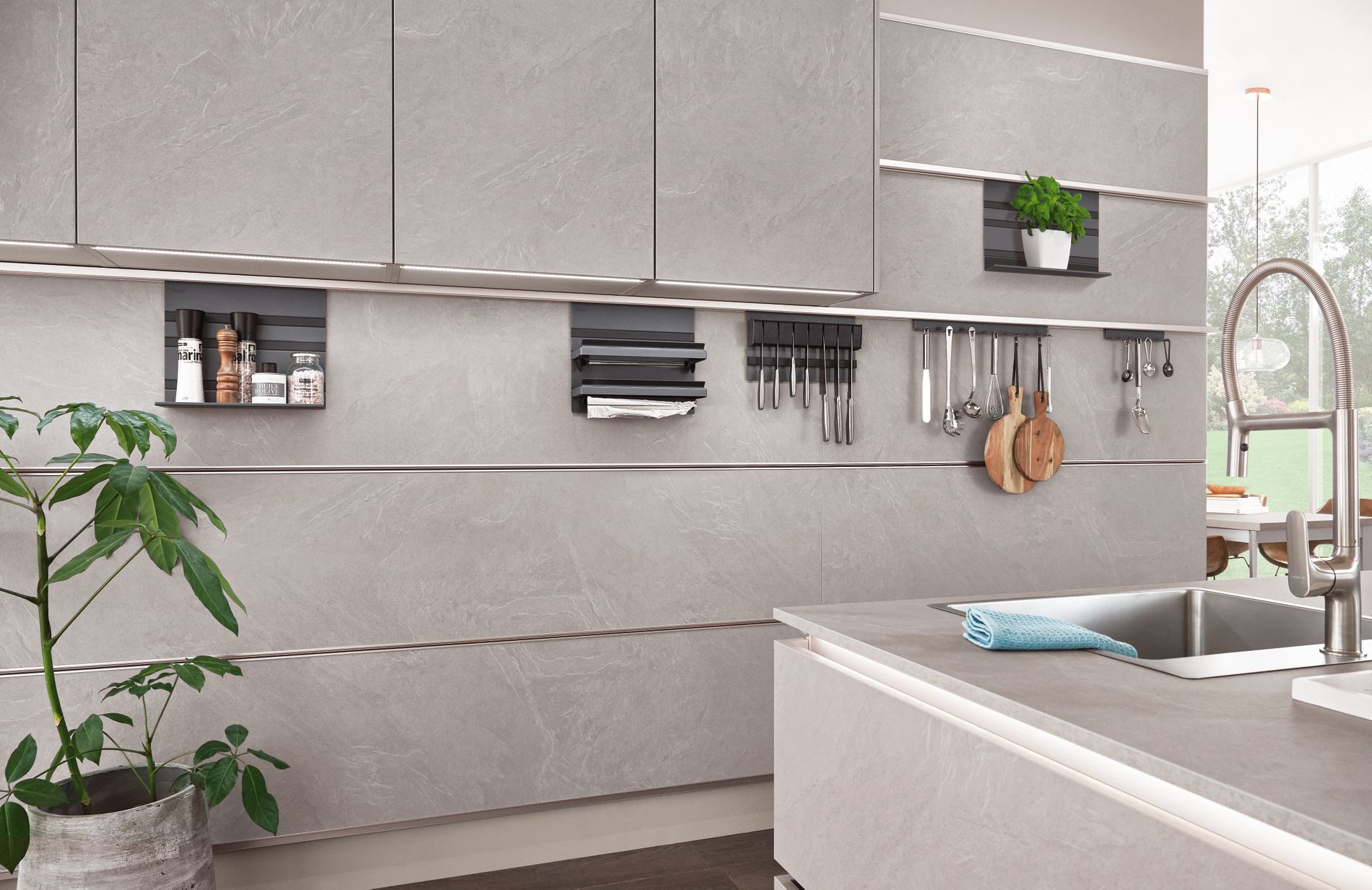 Fitted kitchen with island STONEART 304 By nobilia