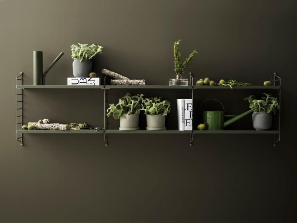 STRING® POCKET Wall-mounted modular MDF shelving unit By String Furniture