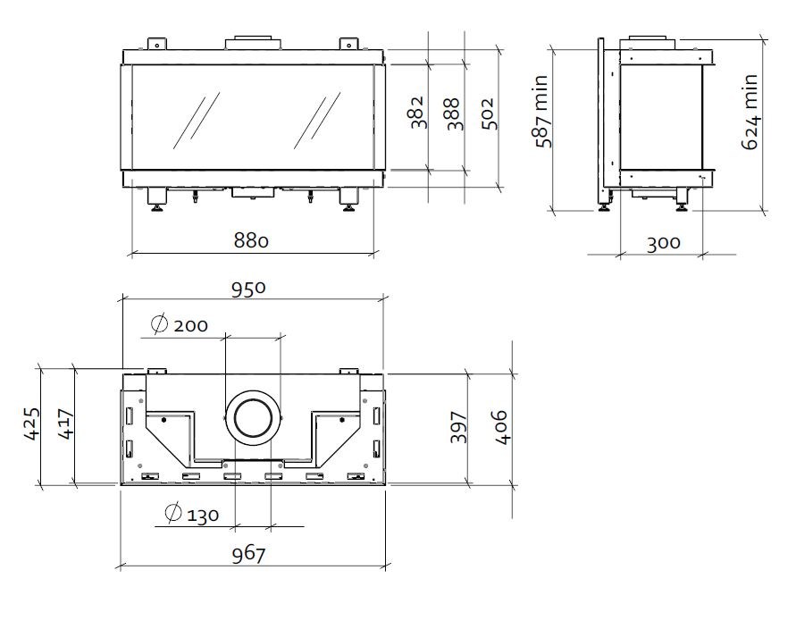 3 Sided Gas Fireplace Dimensions Fireplace Ideas