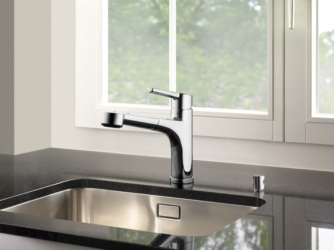 SUNO 10.171.053.000FL by KWC - Miscelatore da cucina sottofinestra con doccetta estraibile - 2