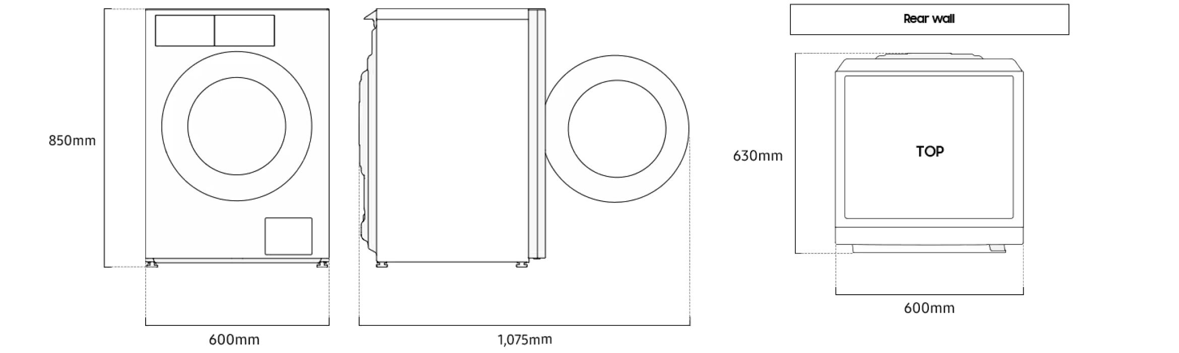 Dimensioni BESPOKE AI™ LAUNDRY 9KG