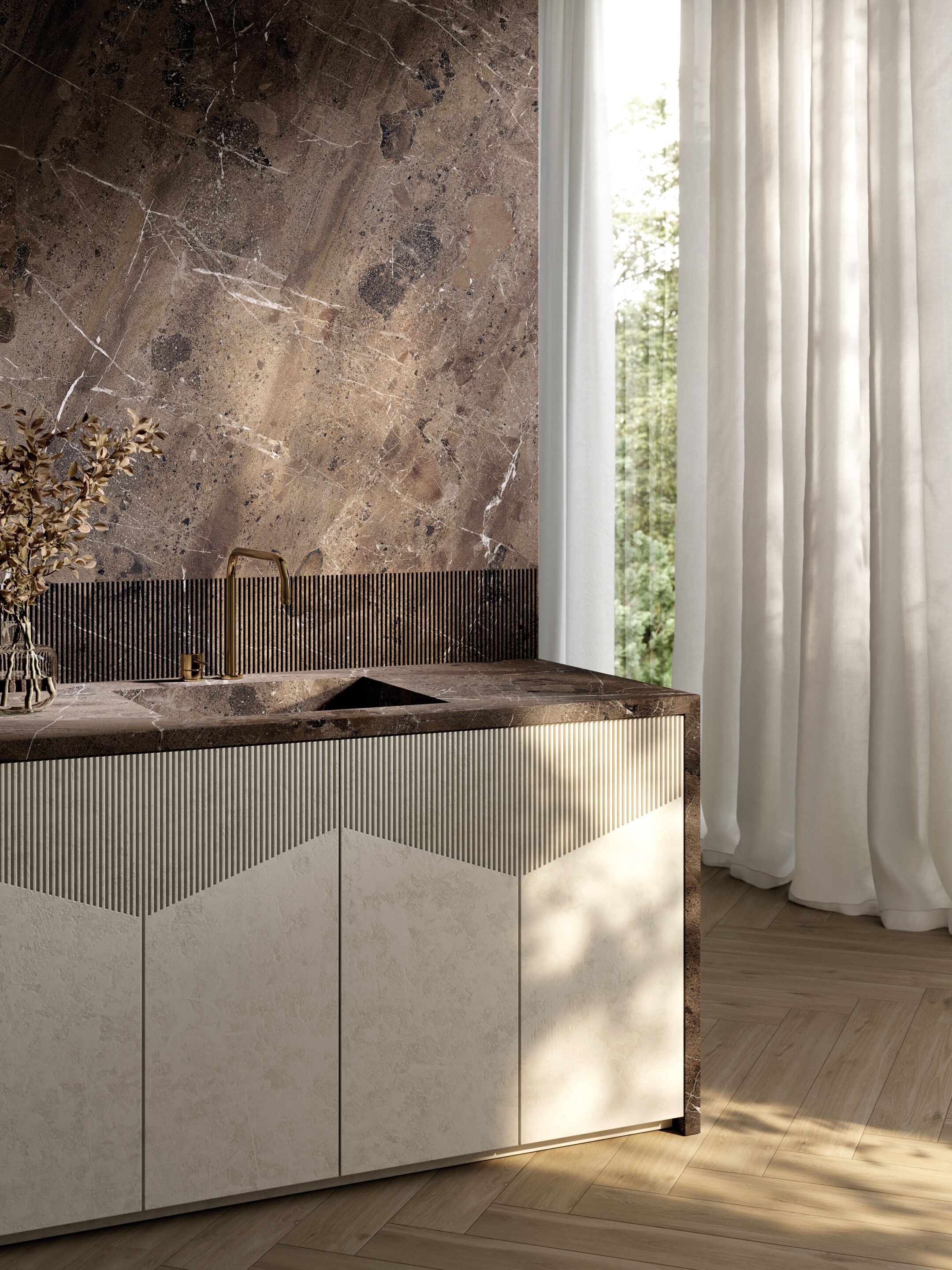 BRECCIA IMPERIALE by Sapienstone - Top cucina in gres porcellanato effetto marmo - 5