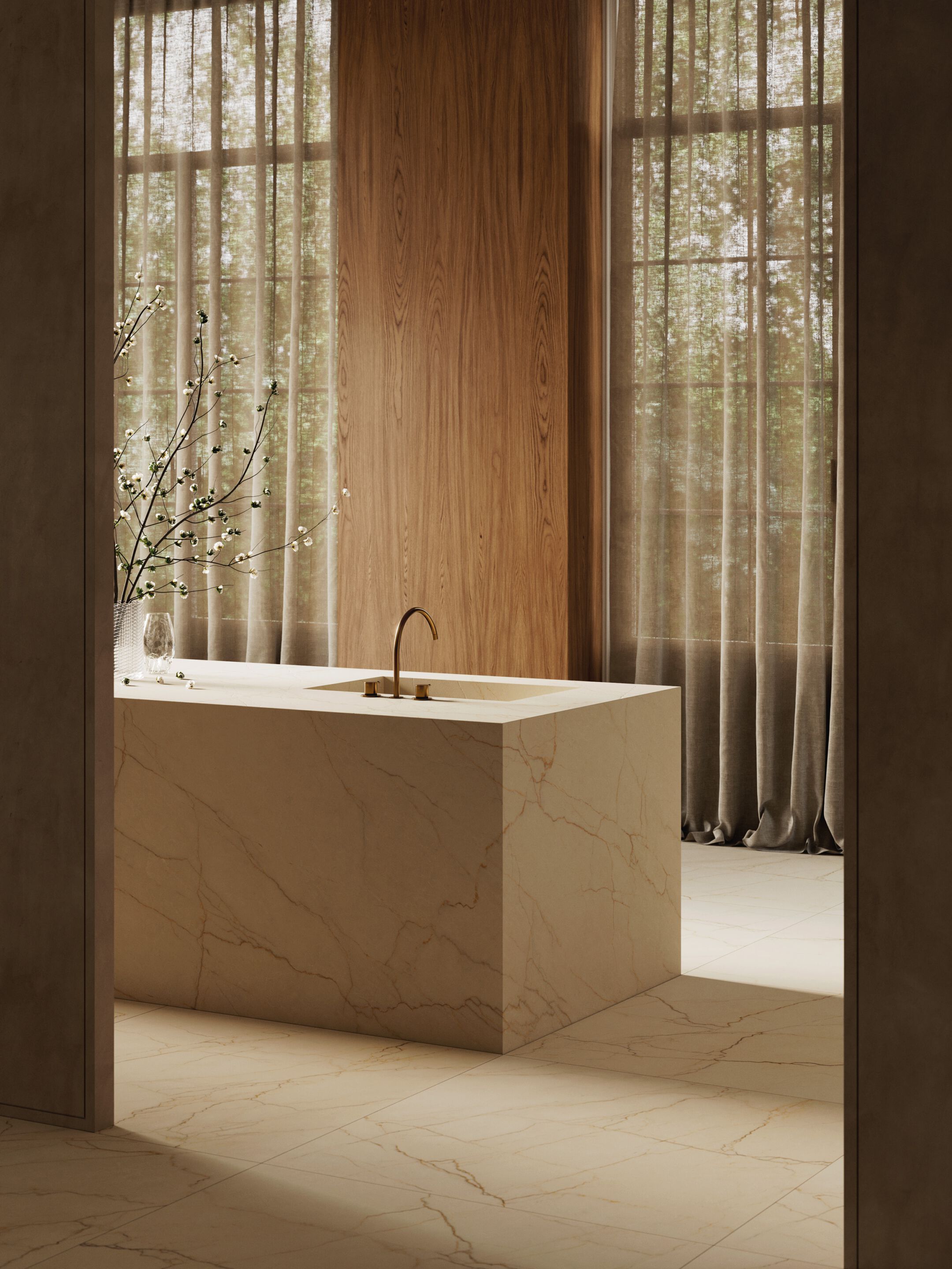 CREMA AVORIO by Sapienstone - Top cucina in gres porcellanato effetto marmo - 3