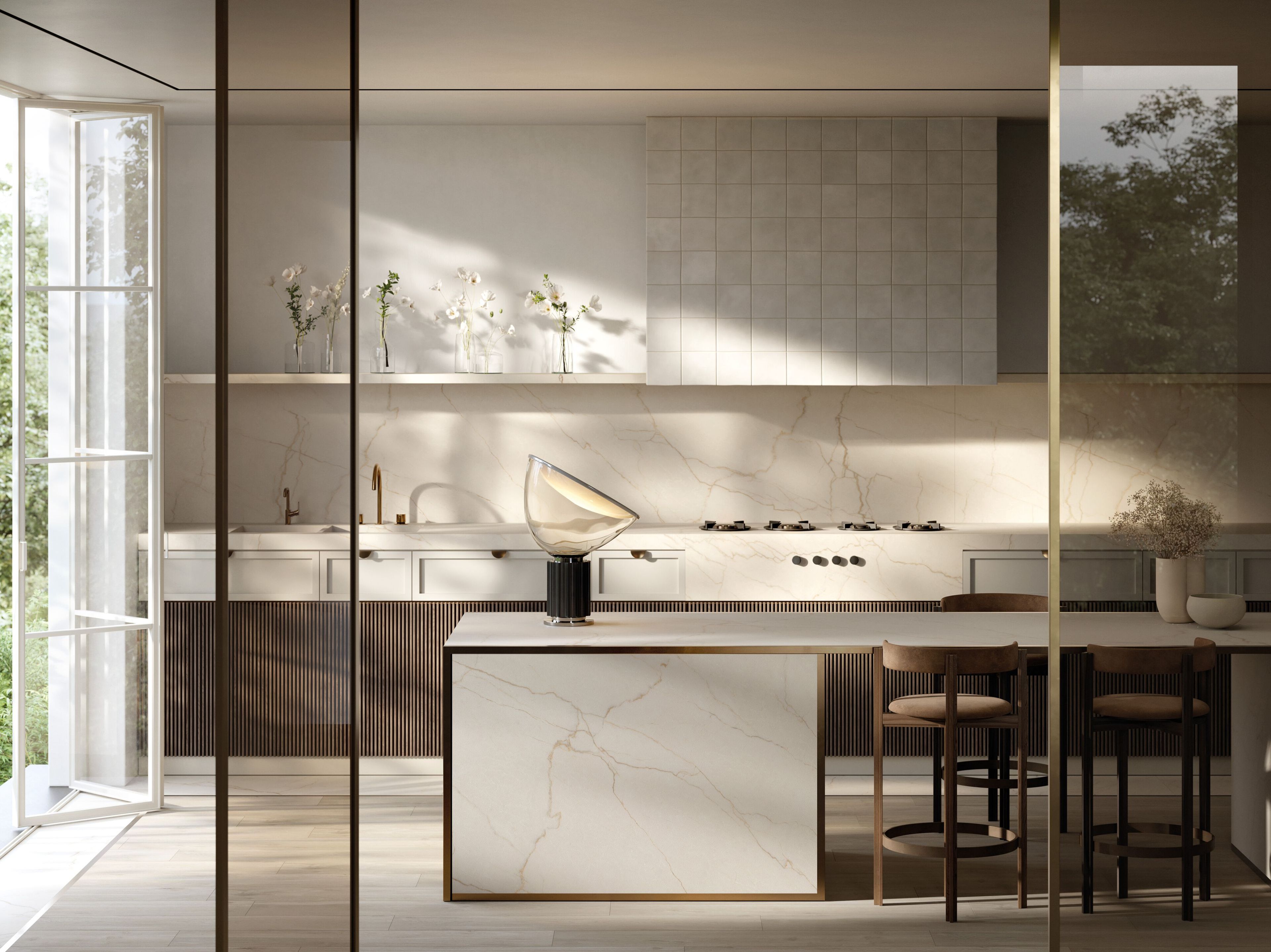 CREMA AVORIO by Sapienstone - Top cucina in gres porcellanato effetto marmo