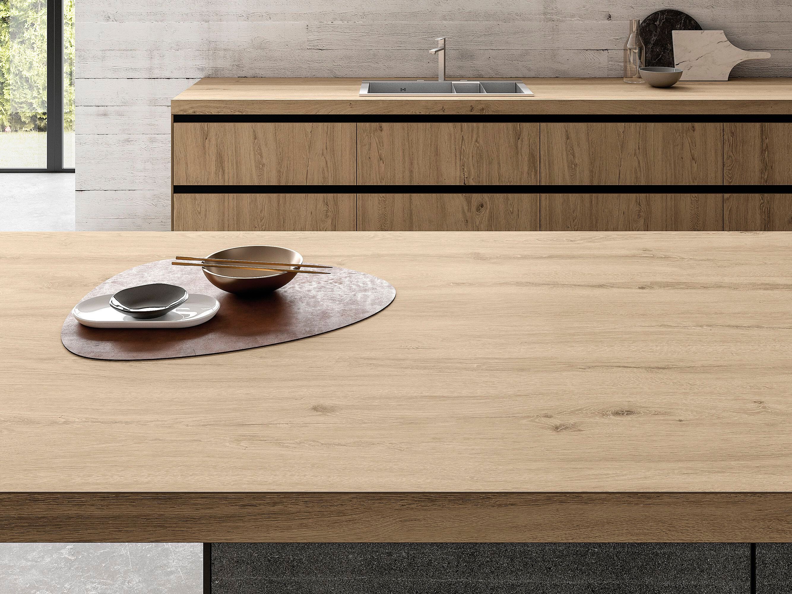 ROVERE BUCKSKIN by Sapienstone - Top cucina in gres porcellanato effetto legno