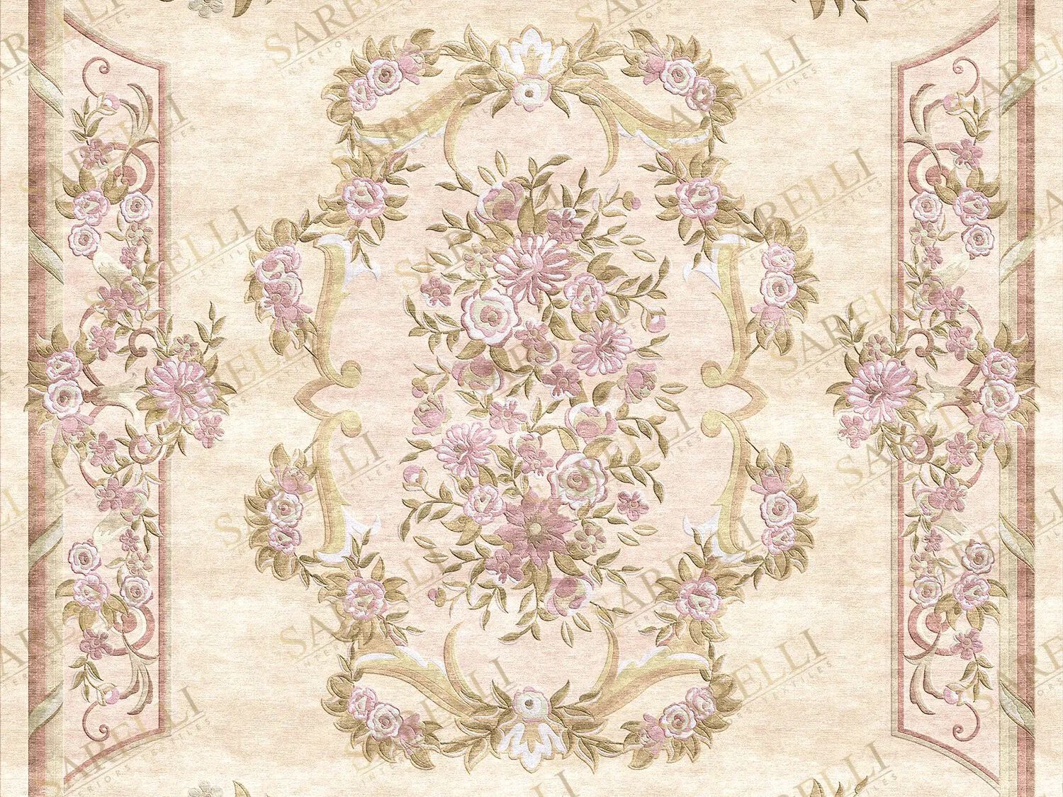 CHAMPAGNE FLORA TABLEAU Rug By Sarelli Interiors Textiles
