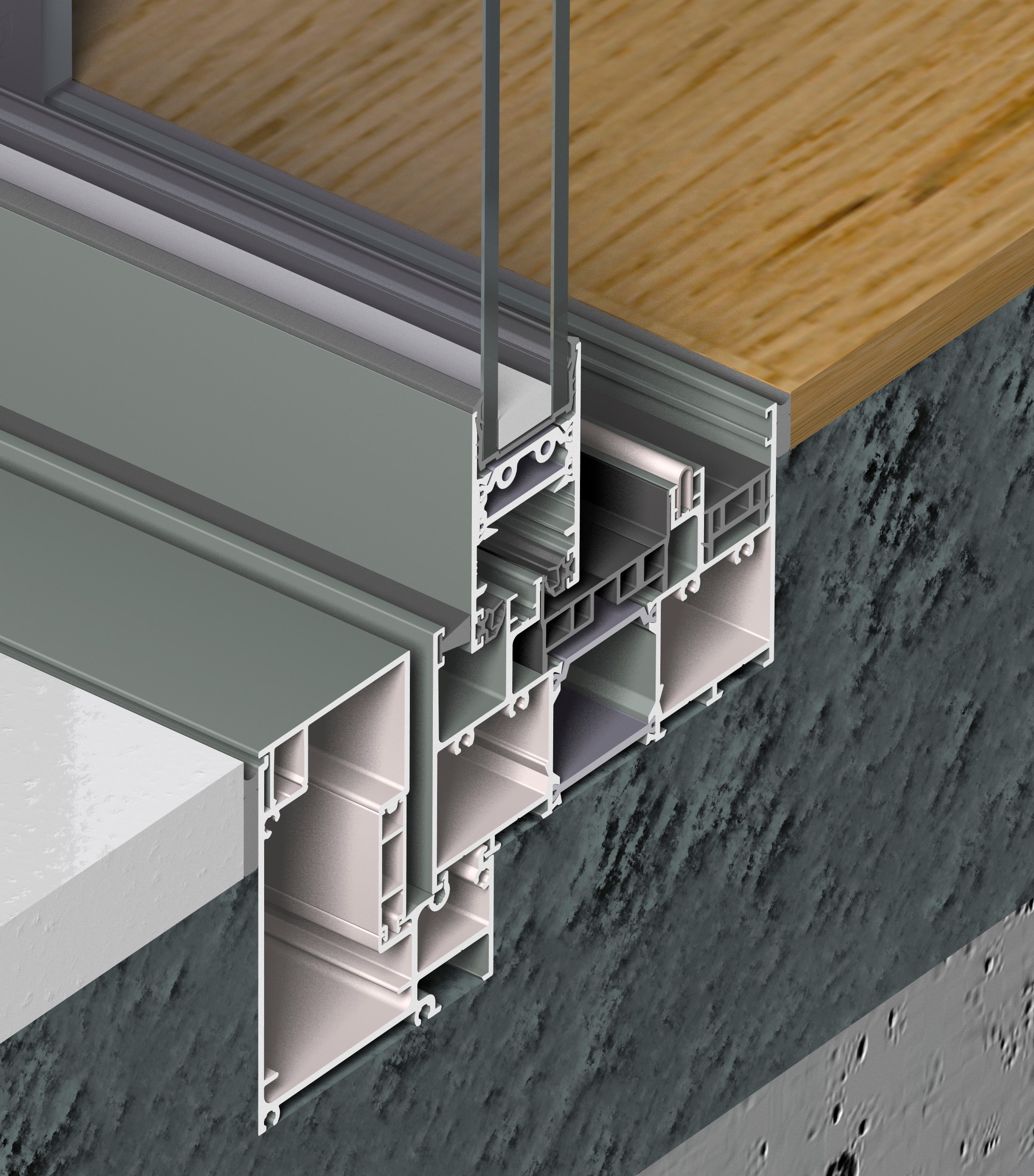 Aluminium double glazed window SLIM PATIO 68 By Reynaers Aluminium