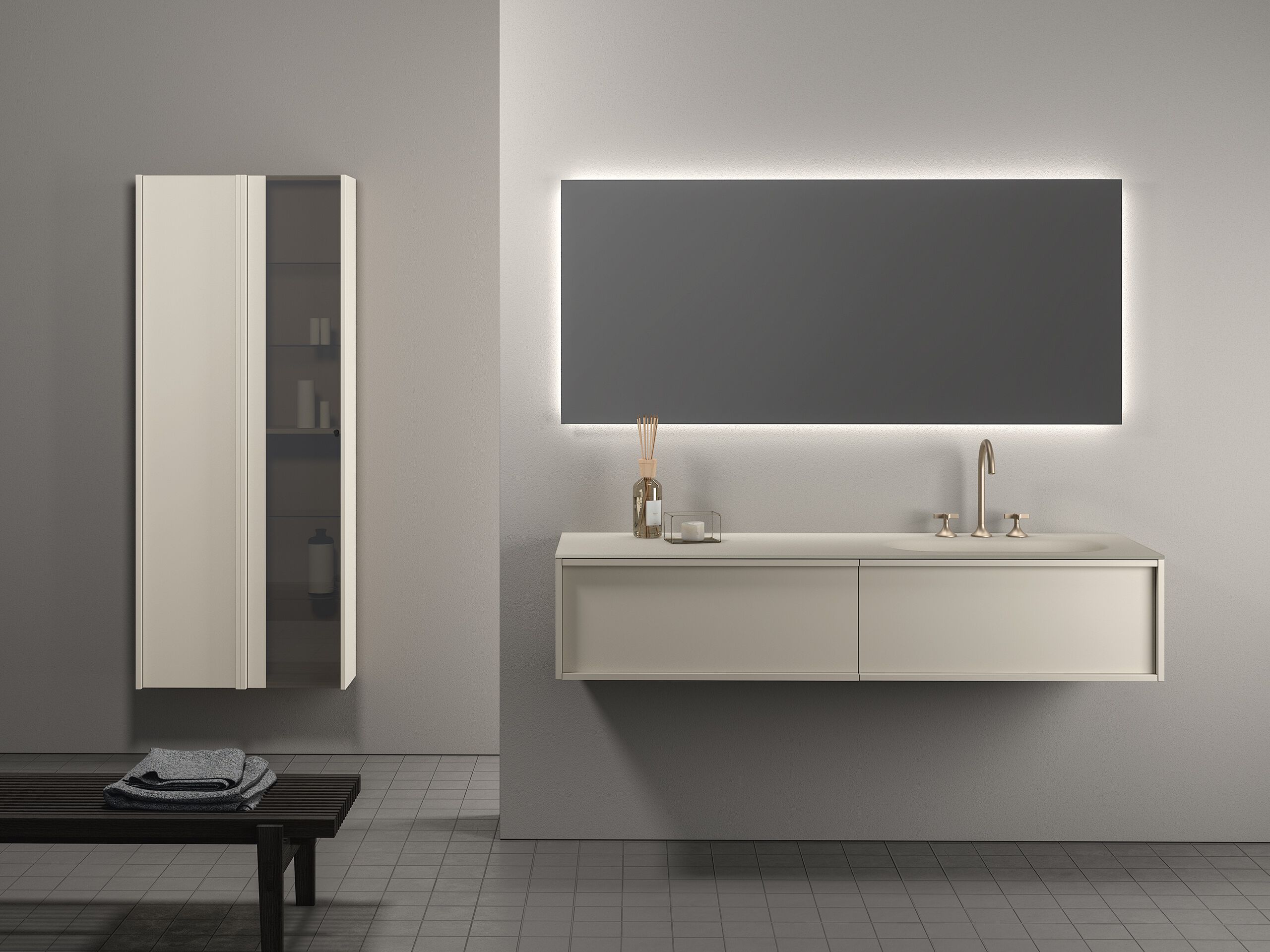 LOOP 51 14 Single vanity unit with mirror By Stocco
