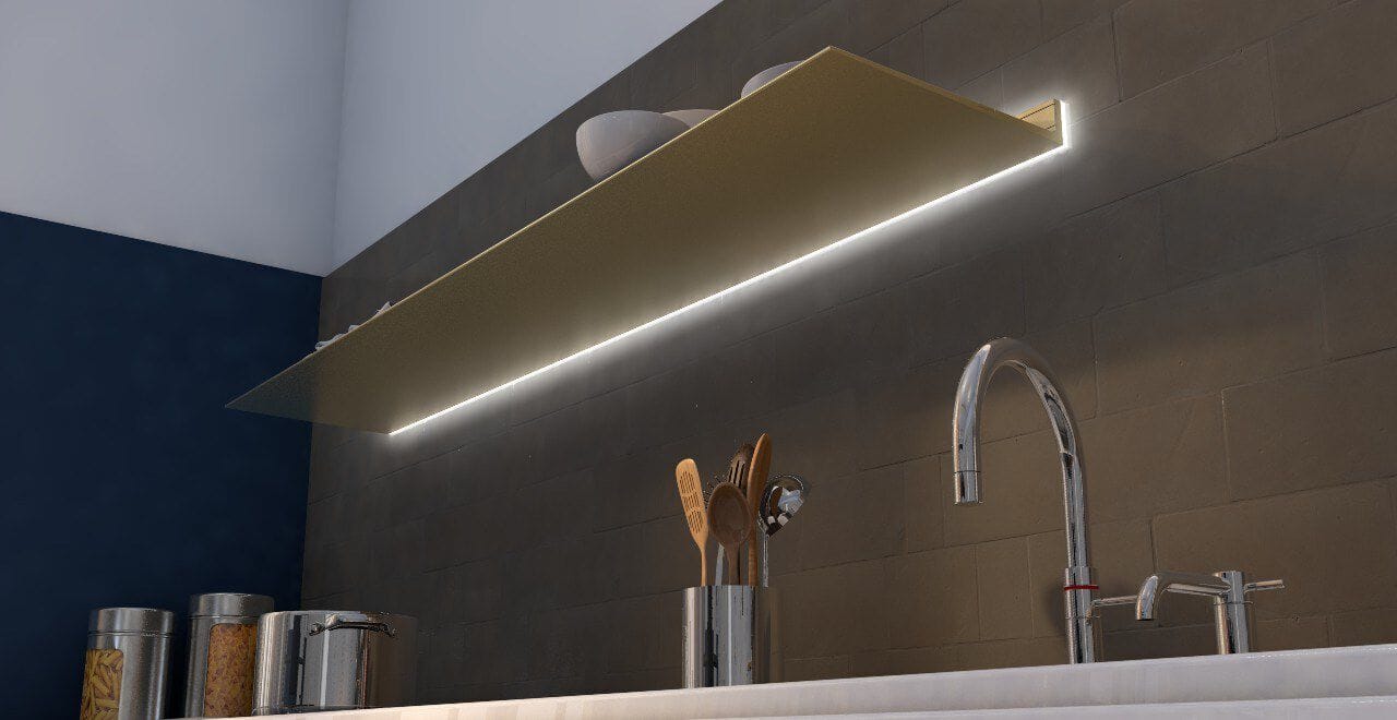 WALL SHELF WITH LIGHT ALL AROUND by Strackk - Mensola in alluminio con illuminazione integrata - 10