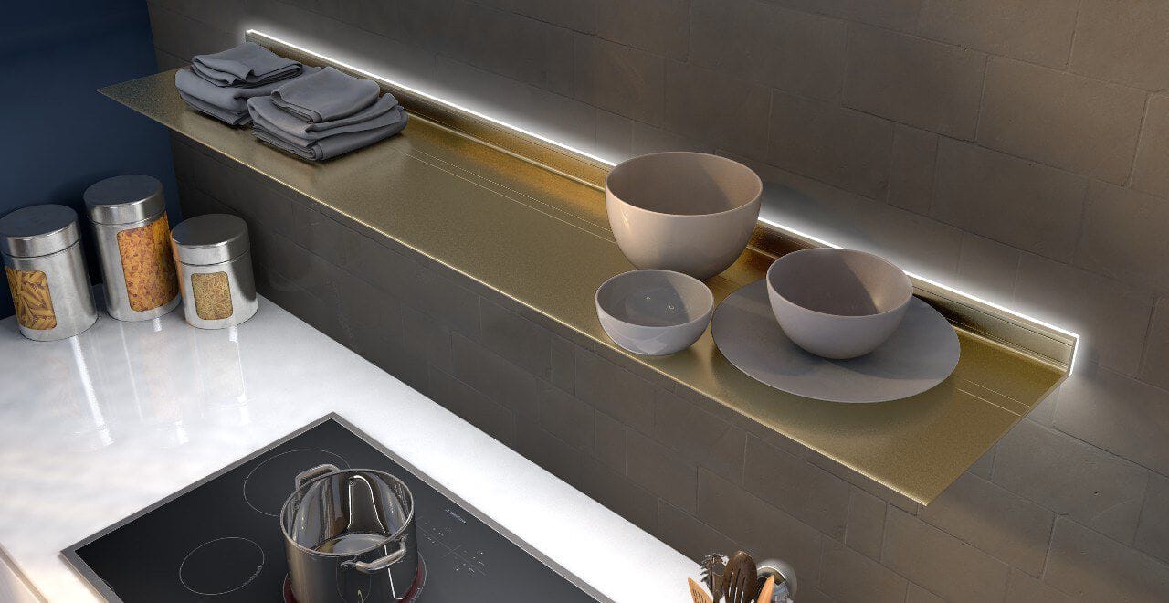WALL SHELF WITH LIGHT ALL AROUND by Strackk - Mensola in alluminio con illuminazione integrata - 9