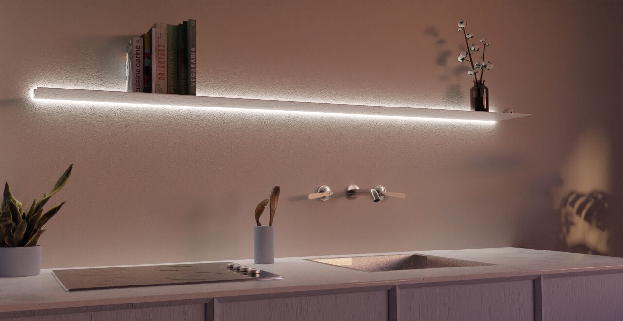WALL SHELF WITH LIGHT ALL AROUND by Strackk - Mensola in alluminio con illuminazione integrata - 2