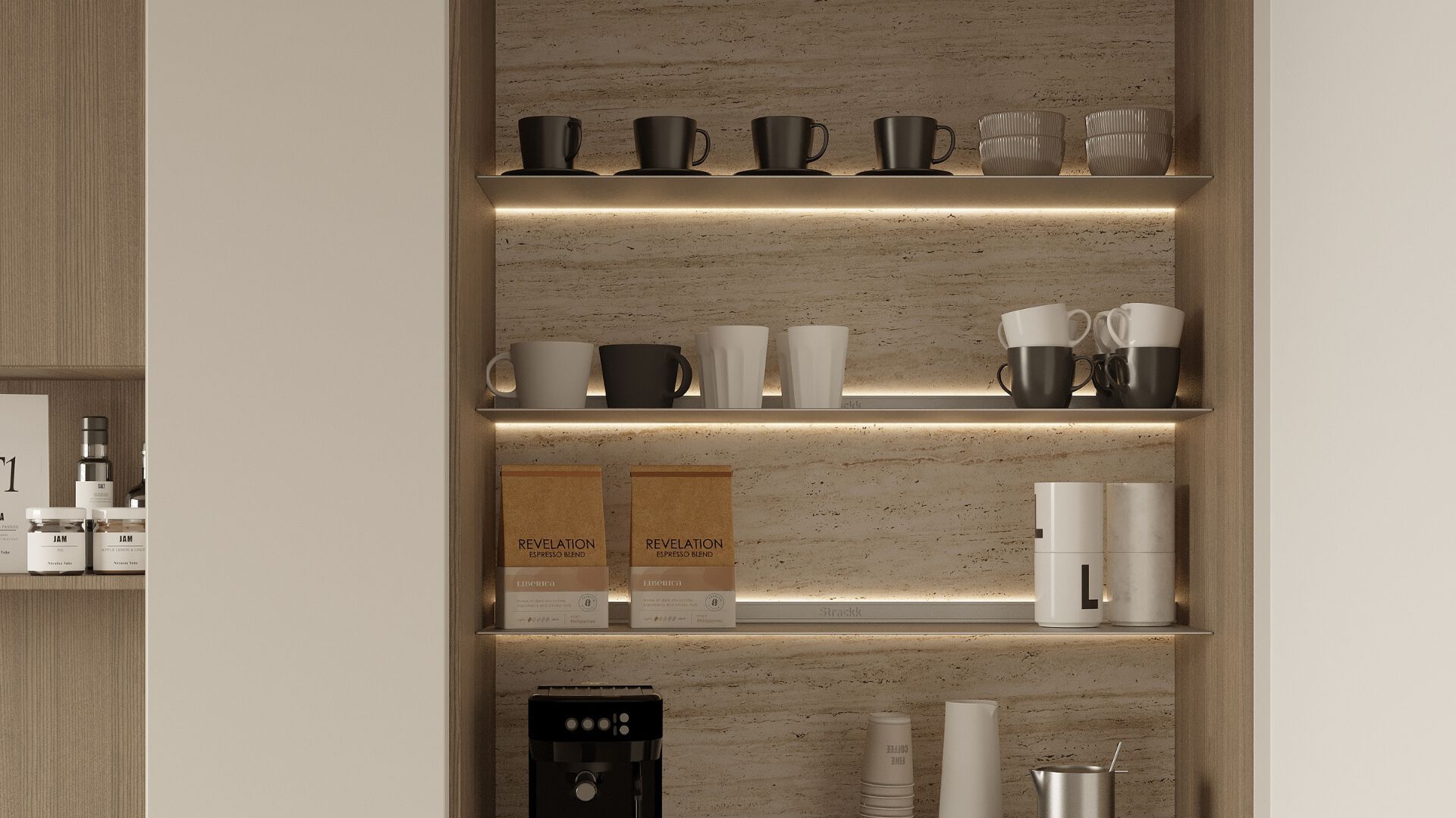 WALL SHELF WITH LIGHT ALL AROUND by Strackk - Mensola in alluminio con illuminazione integrata - 8