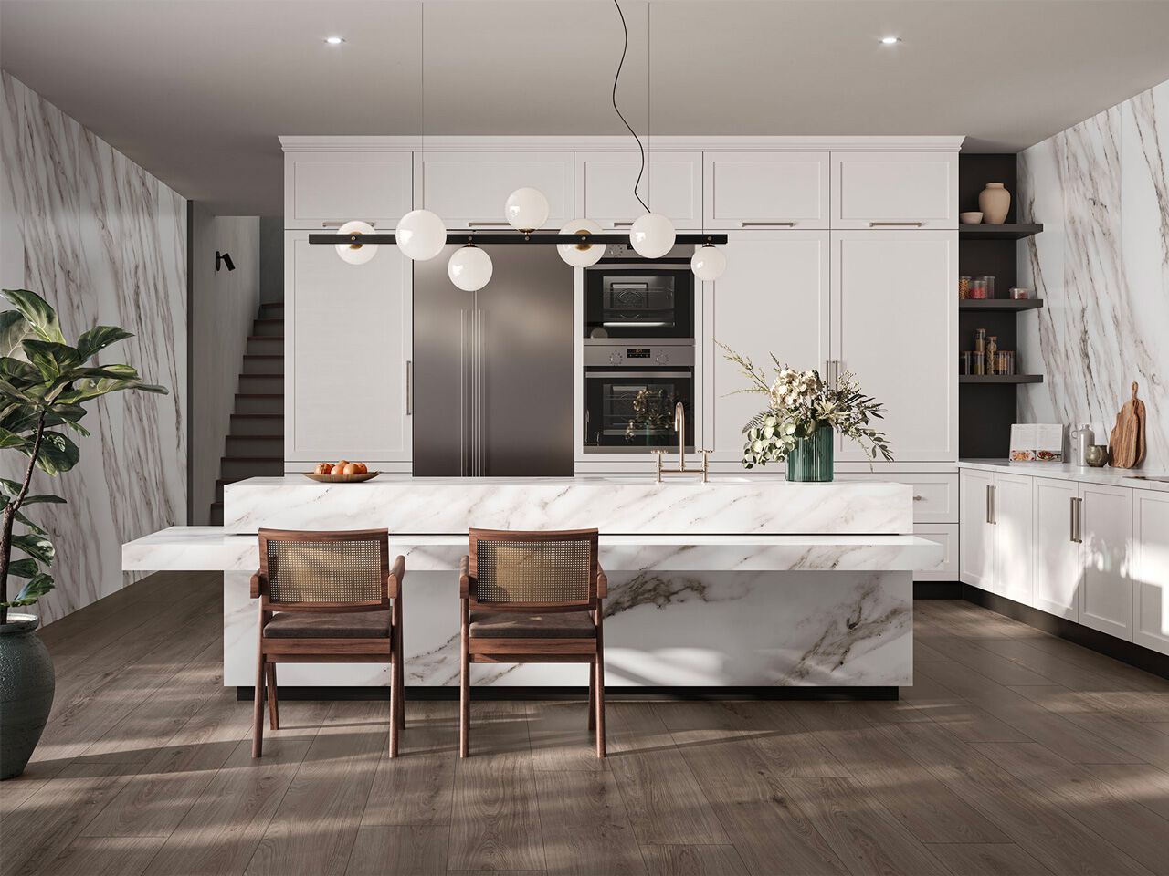 NEBULA CALACATTA by Sustonable - Pavimento/rivestimento in materiale riciclato effetto marmo