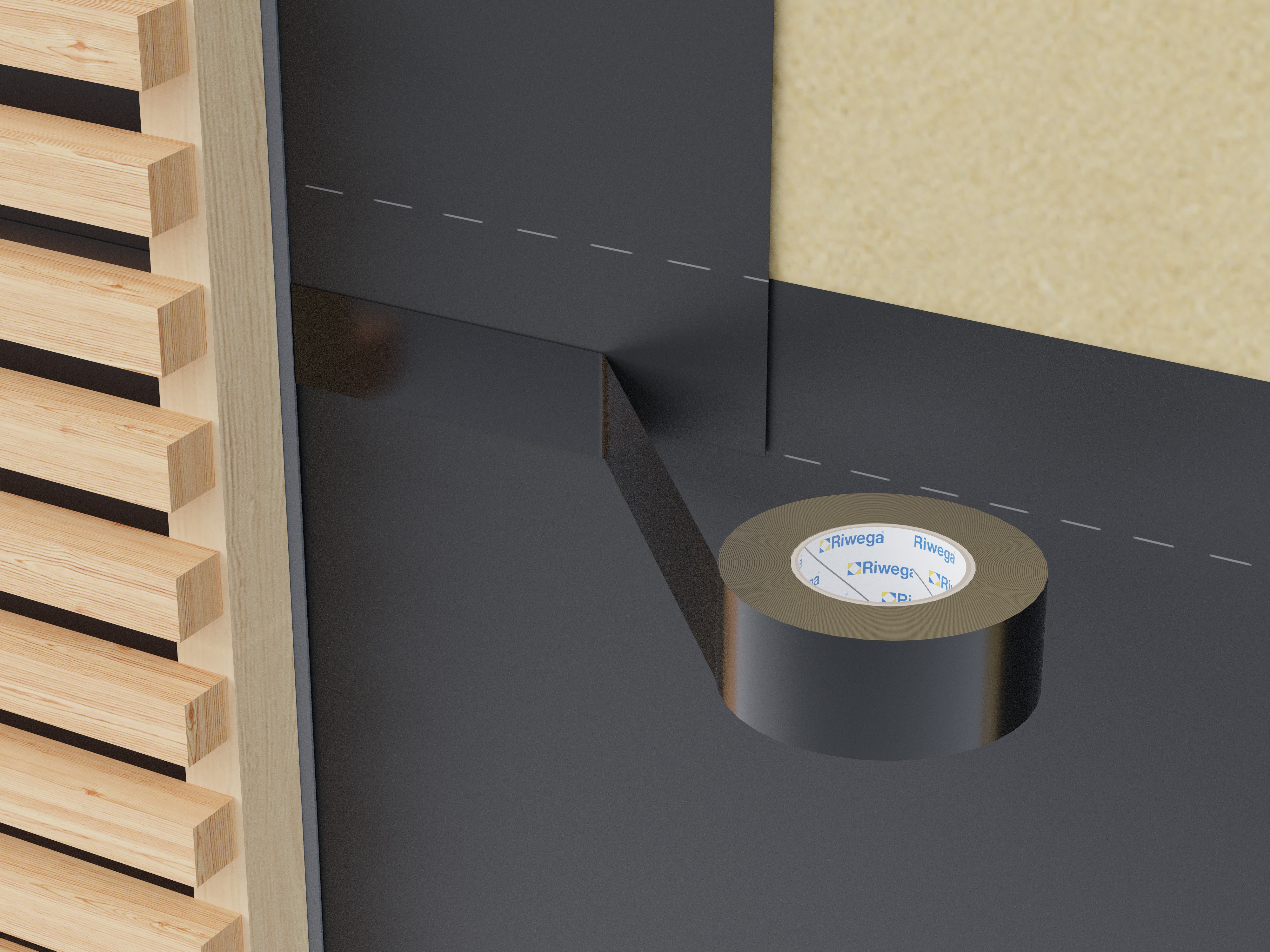 Nastro Adesivo Acrilico Riwega 60 Mm X 50 M, Unidirezionale Per Esterni, Resistente UV E Calore
