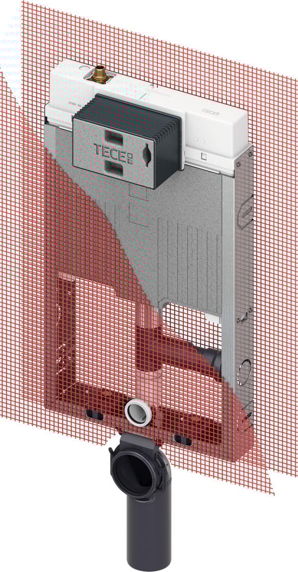 TECEbox modulo WC con cassetta Octa II ad incasso, 8 cm, per WC sospeso, allacciamento per aspirazione odori