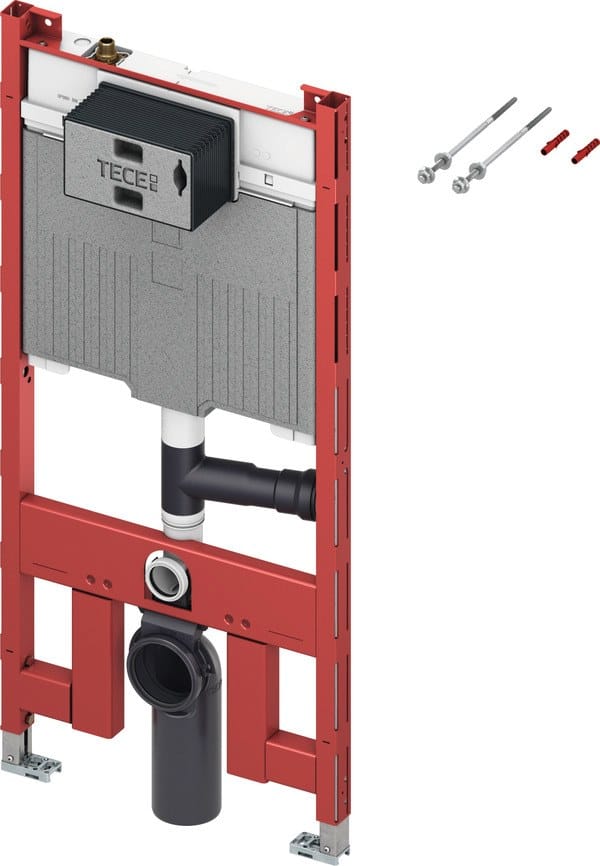 TECEprofil modulo WC con cassetta Octa II per cartongesso 8 cm, allacciamento per aspirazione odori
