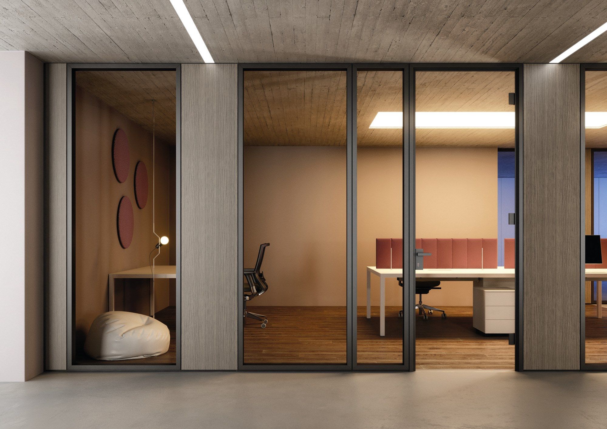 TECNA by Styloffice - Parete divisoria per ufficio in vetro e legno - 6