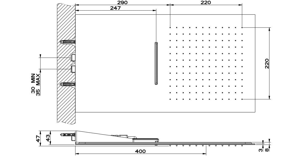 TREMILLIMETRI Waterfall shower By Gessi