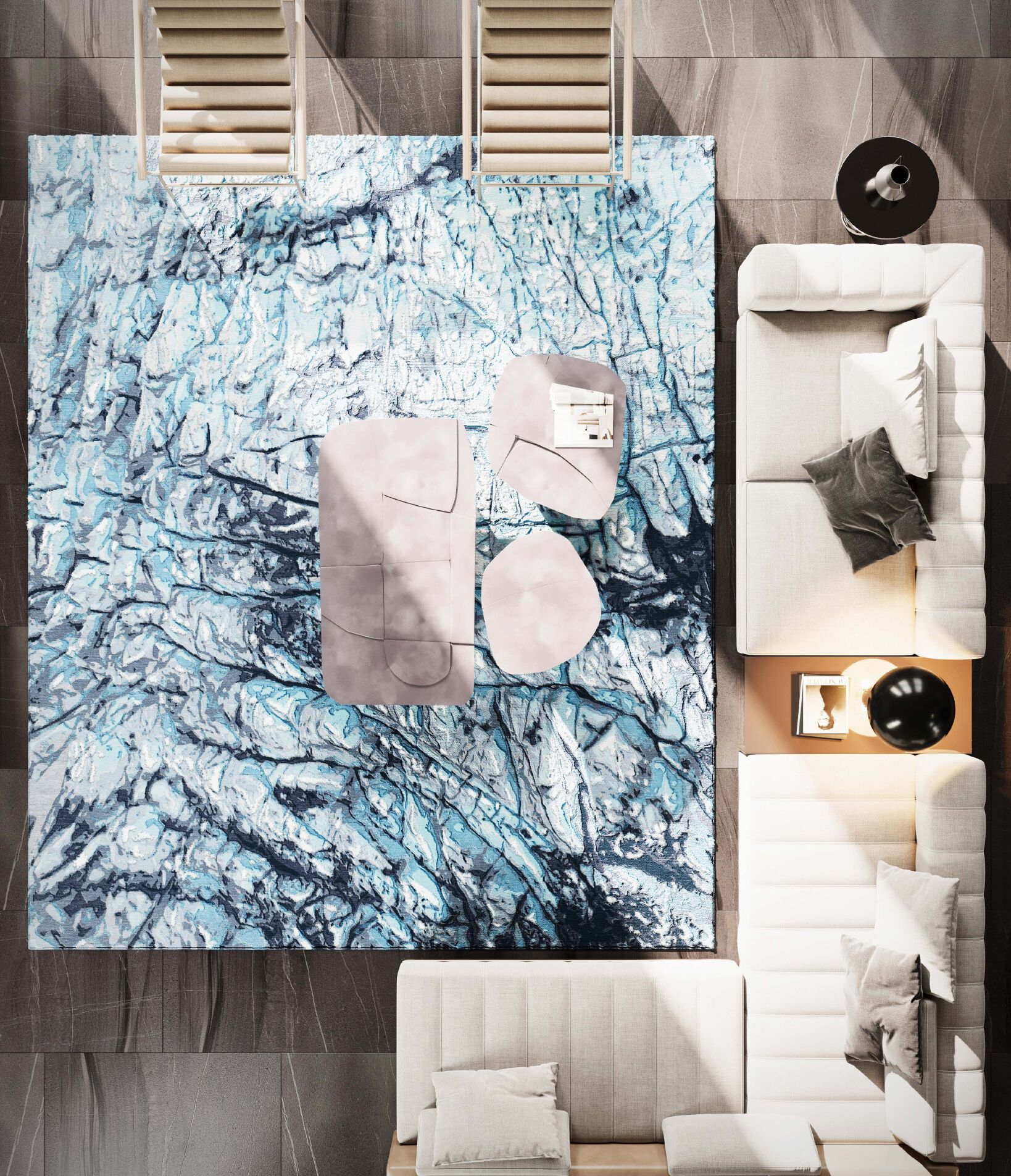 BLUE ICE GLACIER by Tapis Rouge - Tappeto rettangolare taftato a mano - 4