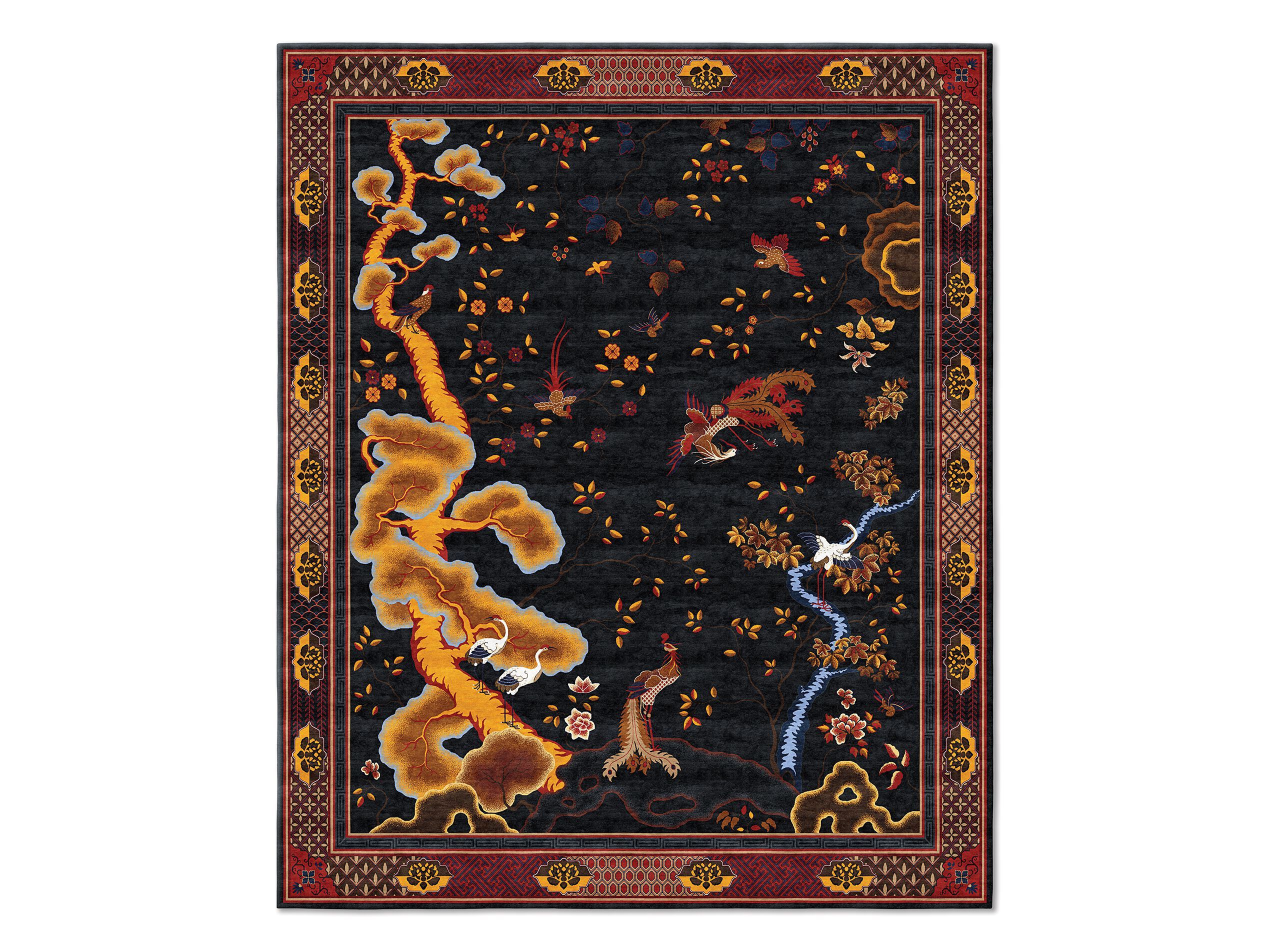 CHINESE PHEONIX ANTIQUE INDIGO by Tapis Rouge - Tappeto rettangolare fatto a mano