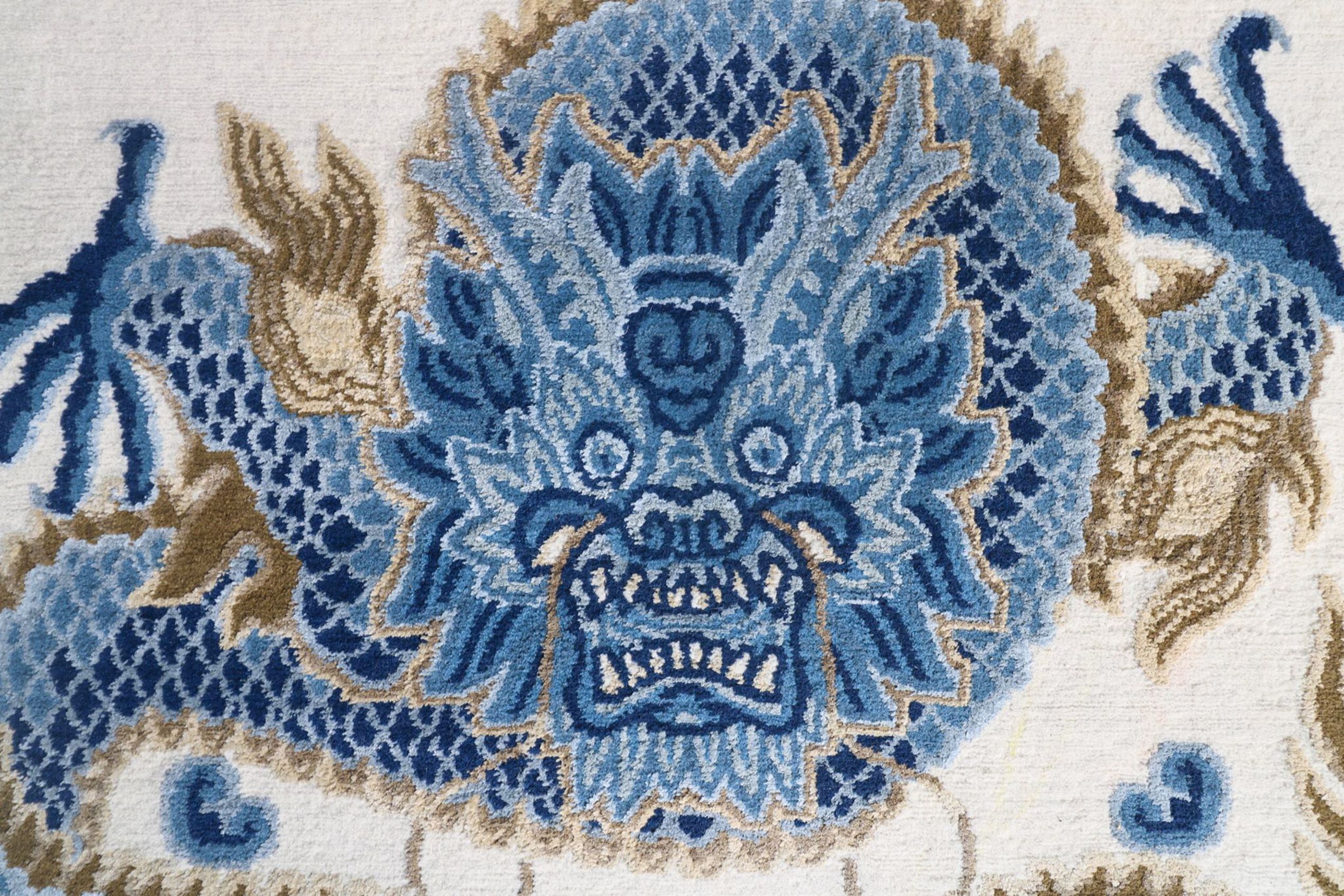 TEMPLE CEREMONY CHINESE BLUE by Tapis Rouge - Tappeto rettangolare fatto a mano - 4