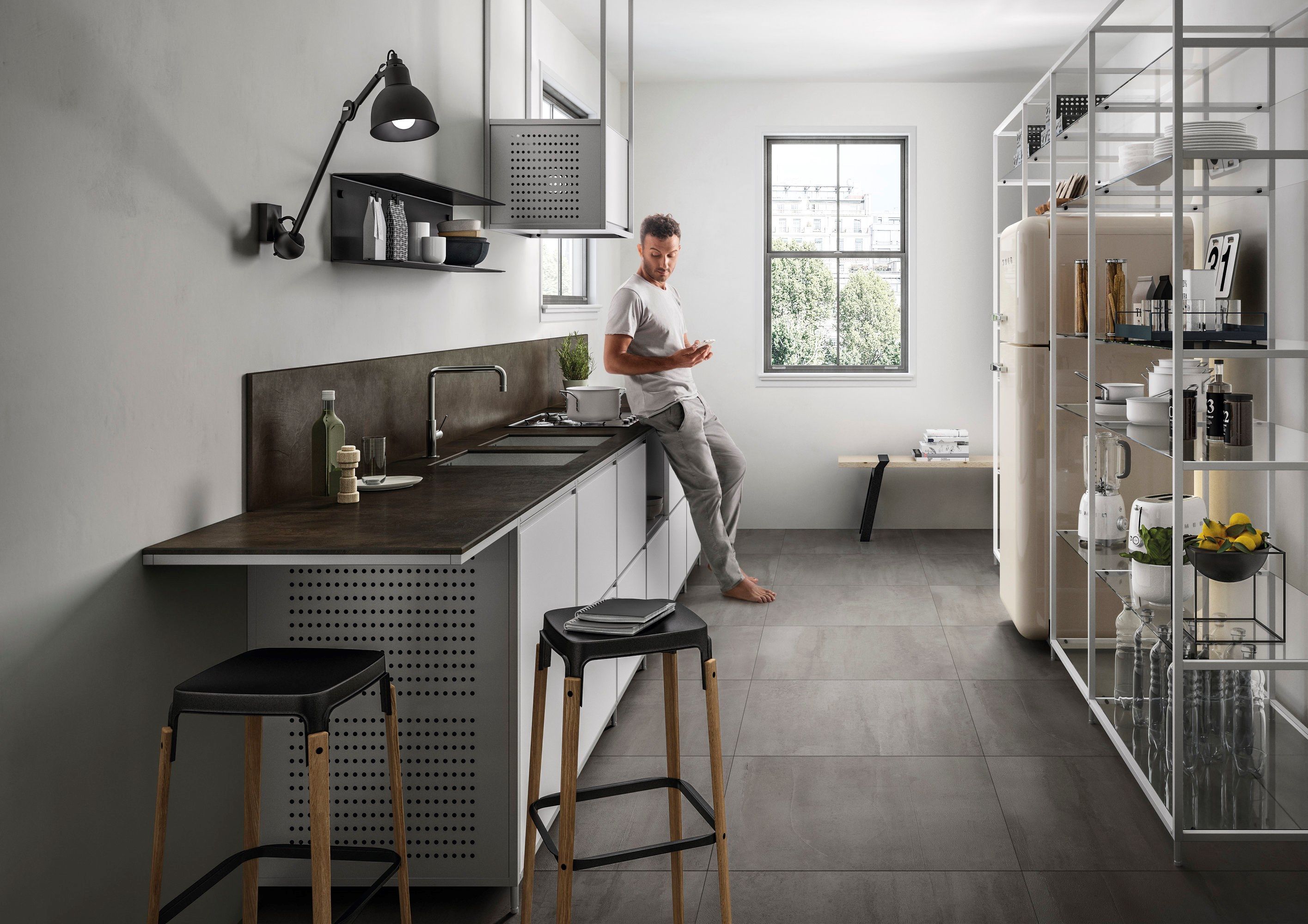 URBAN ANTRACITE by Sapienstone - Top cucina in gres porcellanato effetto cemento - 4