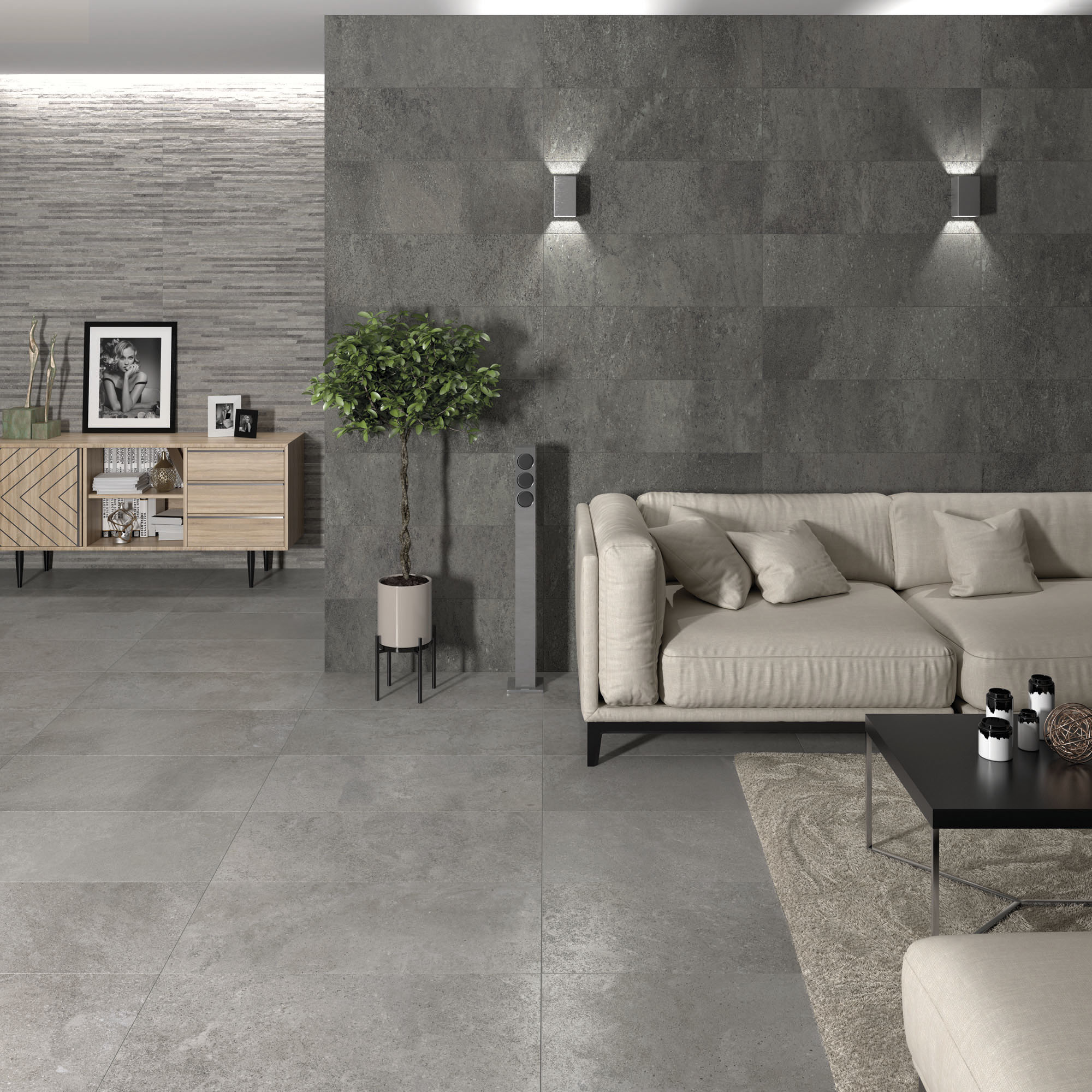 Revestimiento de pared/suelo de gres porcelánico imitación cemento ...