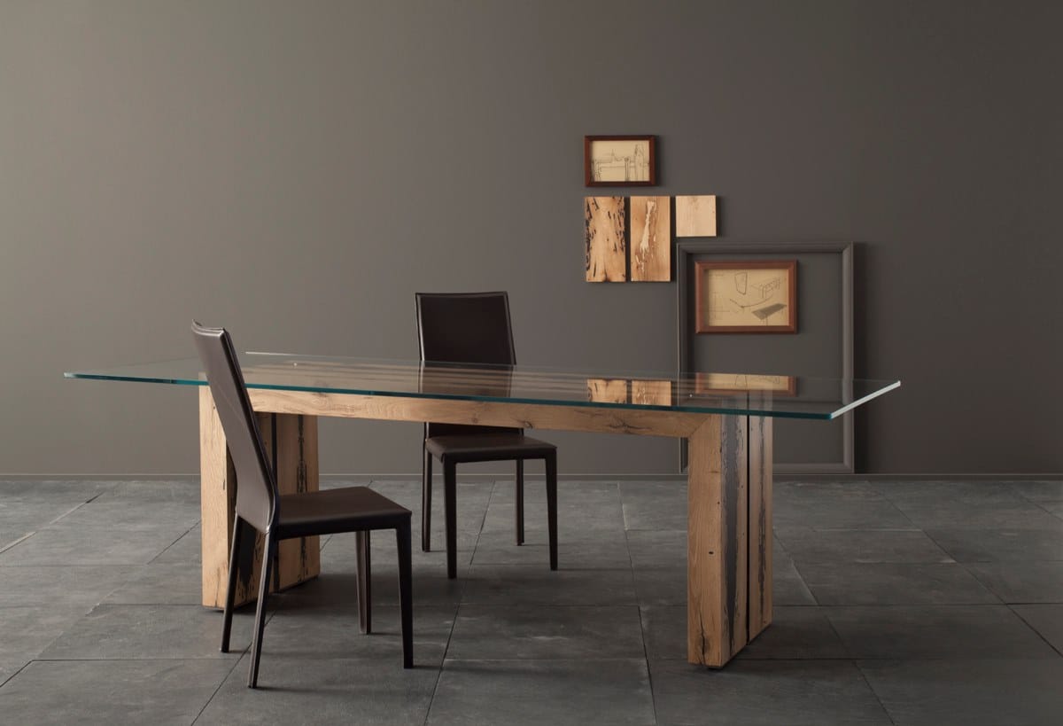 VERO | Tavolo by INTERNA8 - Tavolo rettangolare in legno e vetro - 2