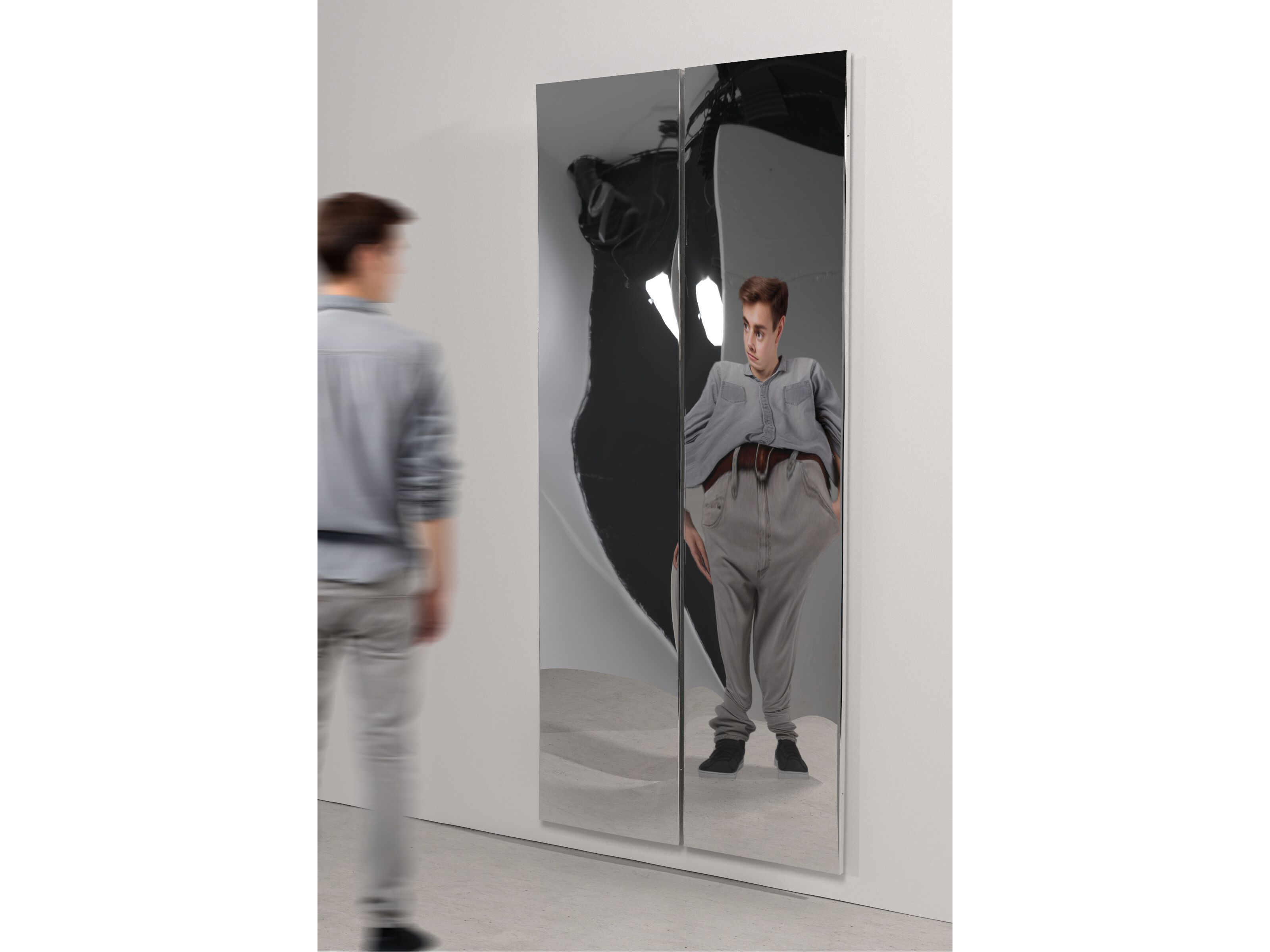 DISTORTING MIRROR 200x45 by VIDAME EDITIONS - Specchio rettangolare da parete per ingresso - 2