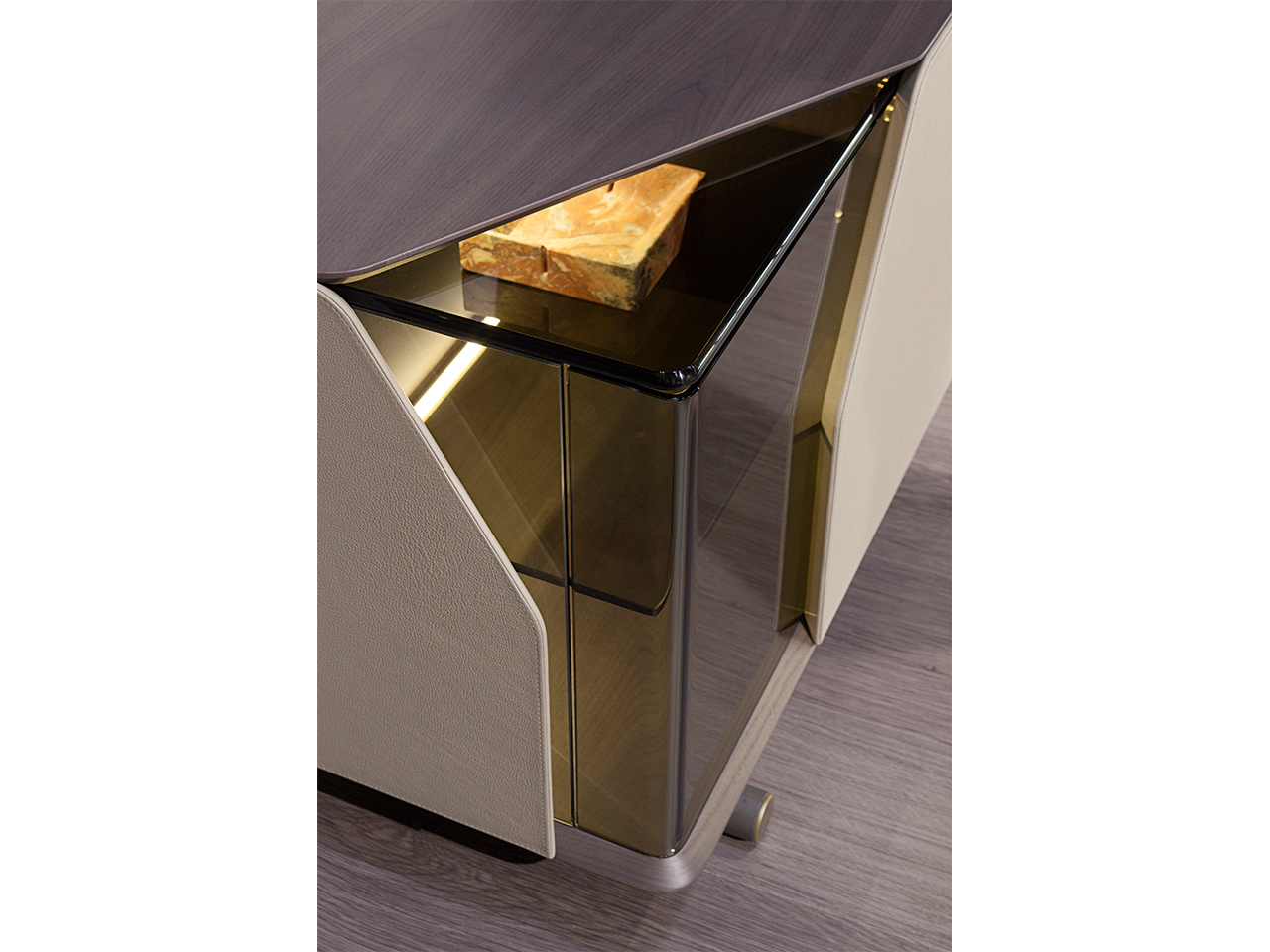 VINE Wooden TV cabinet with leather doors and drawers By Turri | design ...