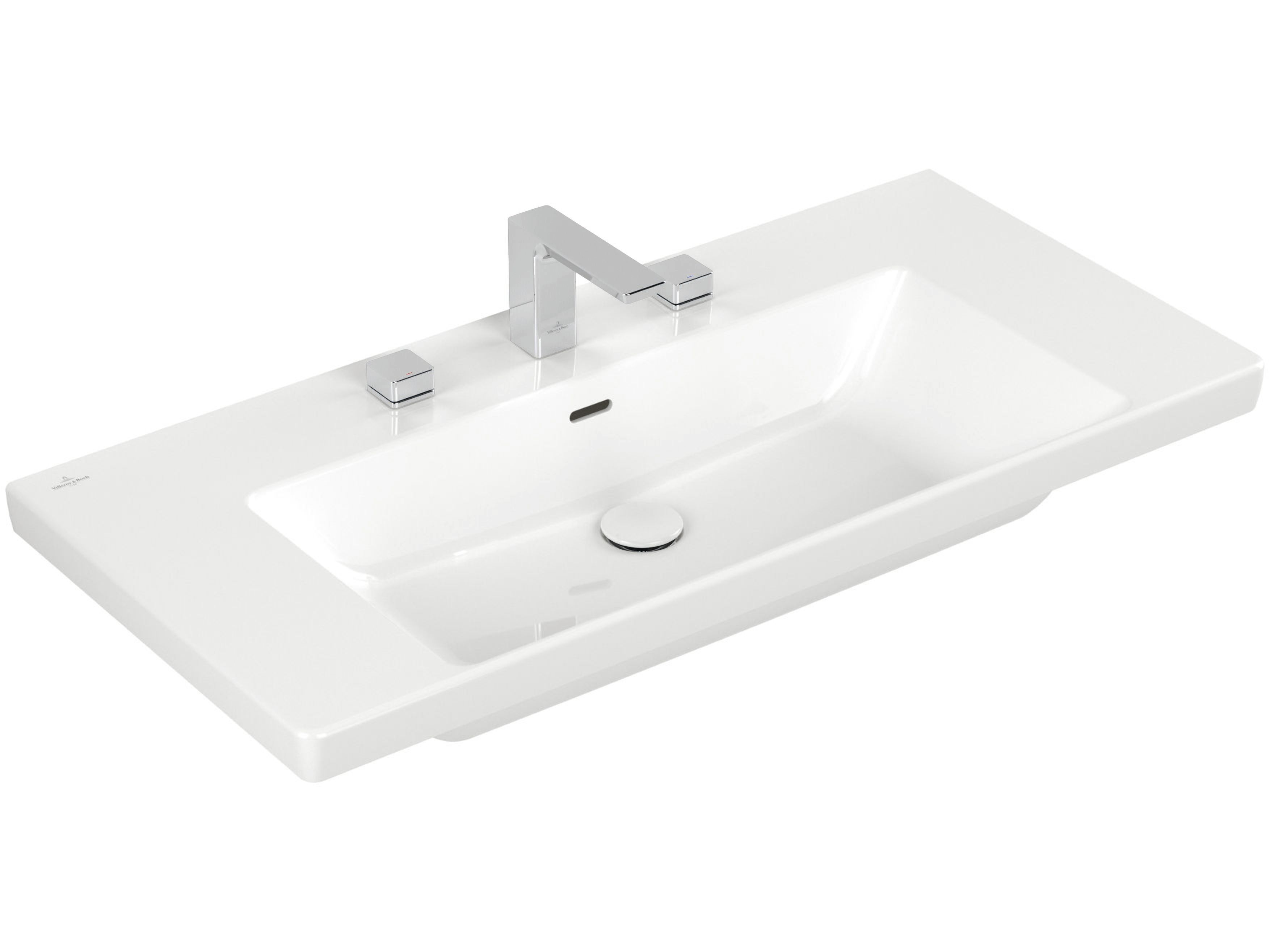 SUBWAY 3.0 by Villeroy & Boch - Lavabo singolo da incasso soprapiano in Quaryl® con troppopieno