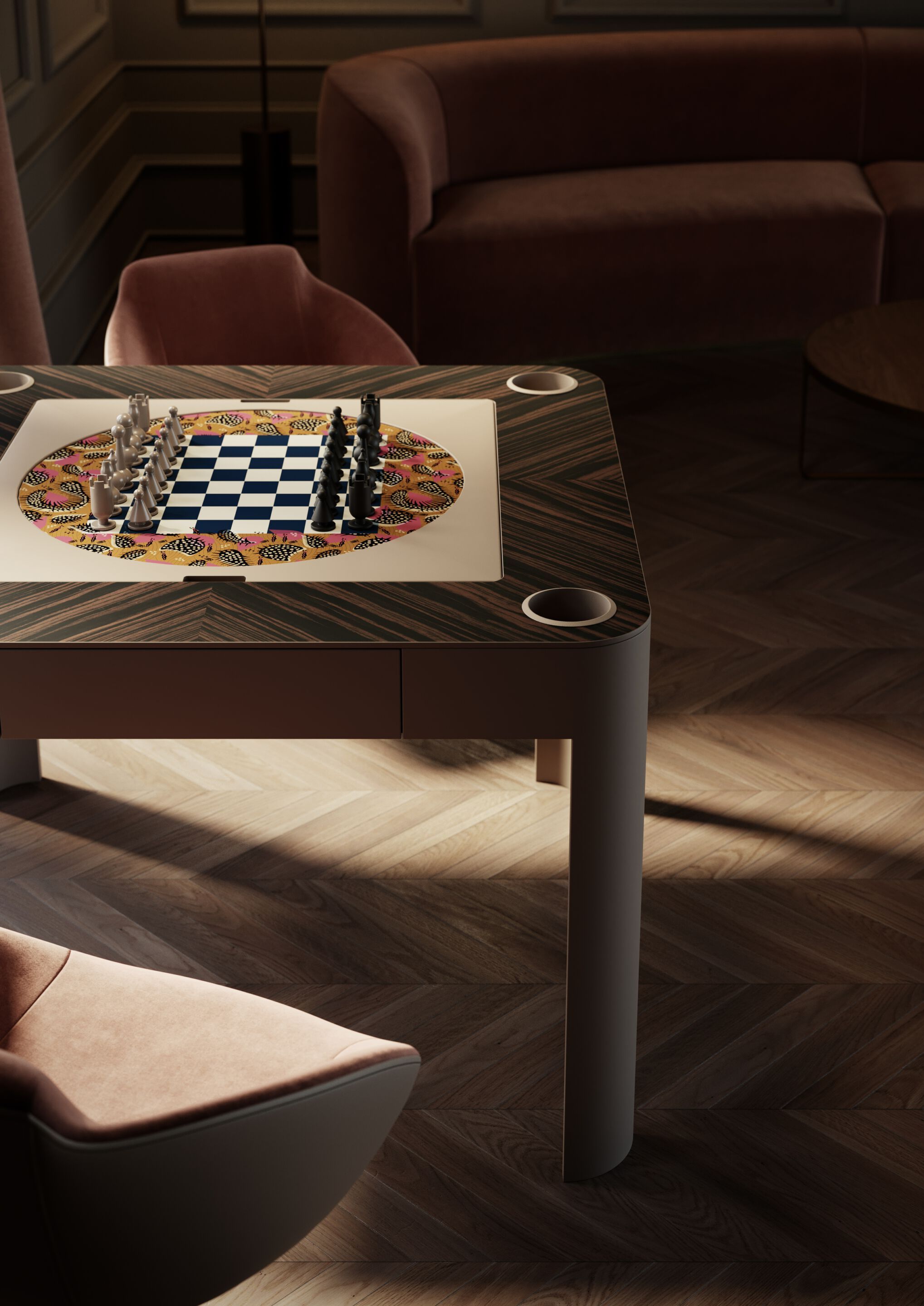 ENIGMA by Vismara Design - Tavolo da backgammon quadrato in legno - 2