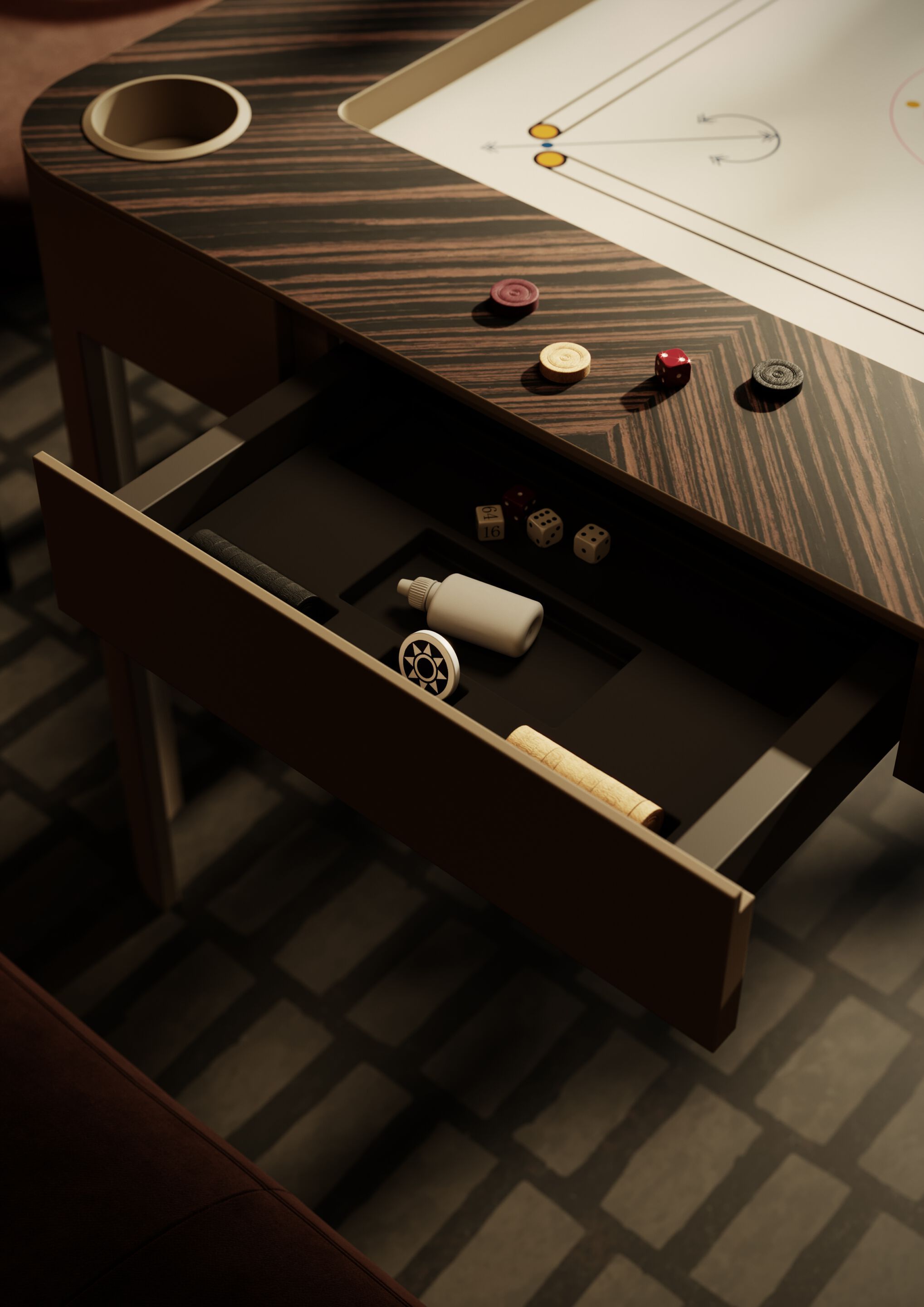 ENIGMA by Vismara Design - Tavolo da backgammon quadrato in legno - 11