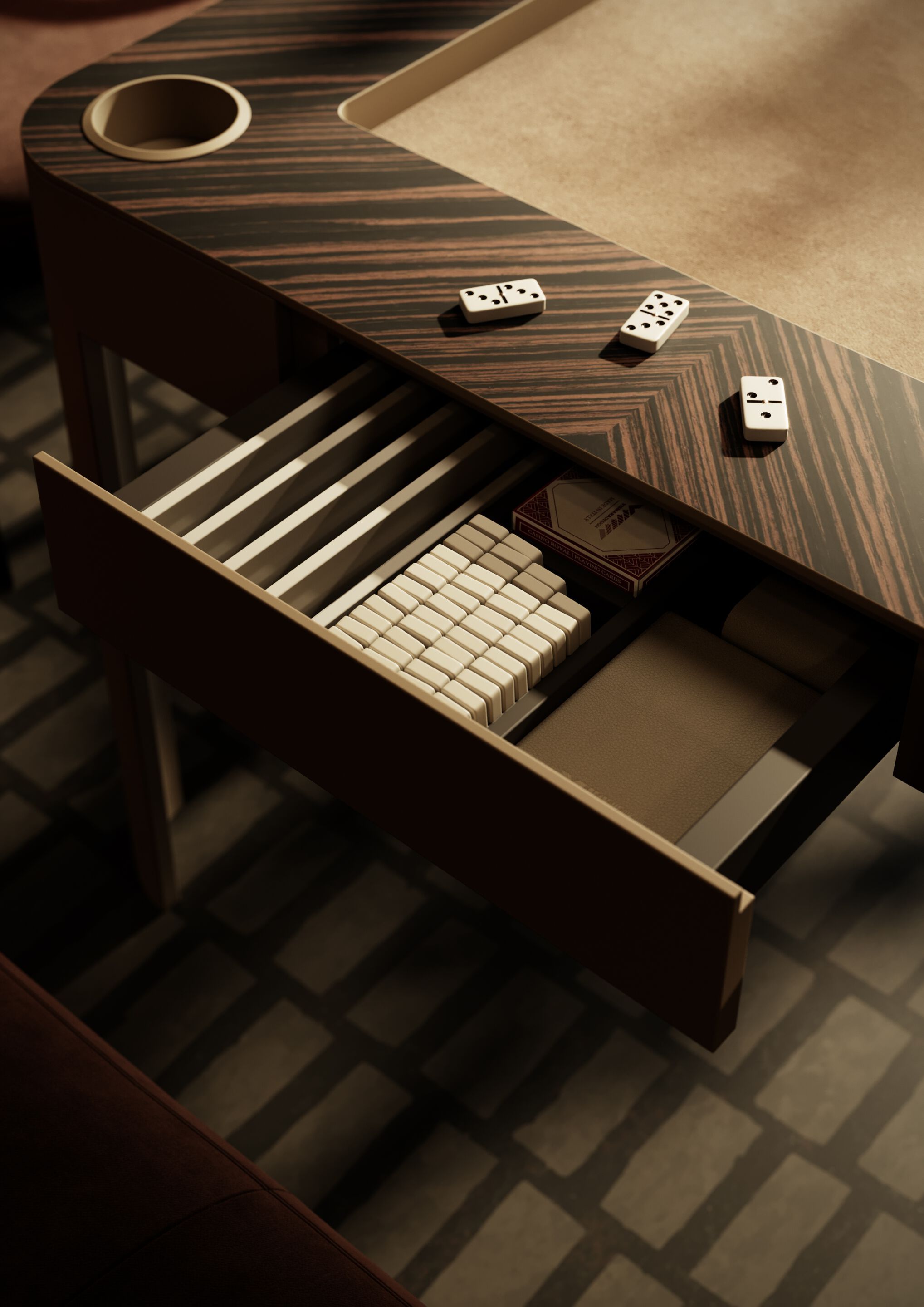 ENIGMA by Vismara Design - Tavolo da backgammon quadrato in legno - 10
