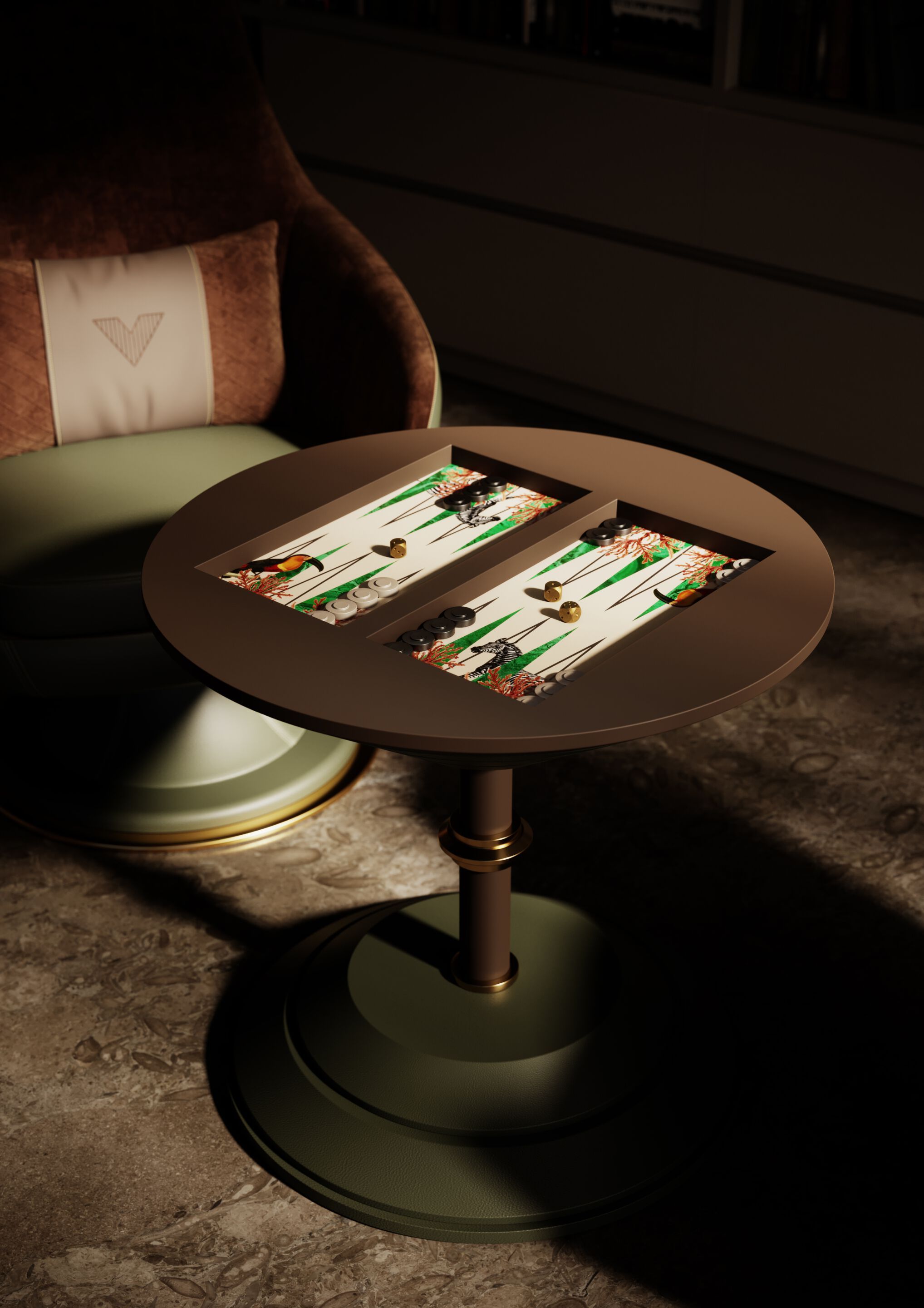 GOEMON by Vismara Design - Tavolo da backgammon rotondo - 2