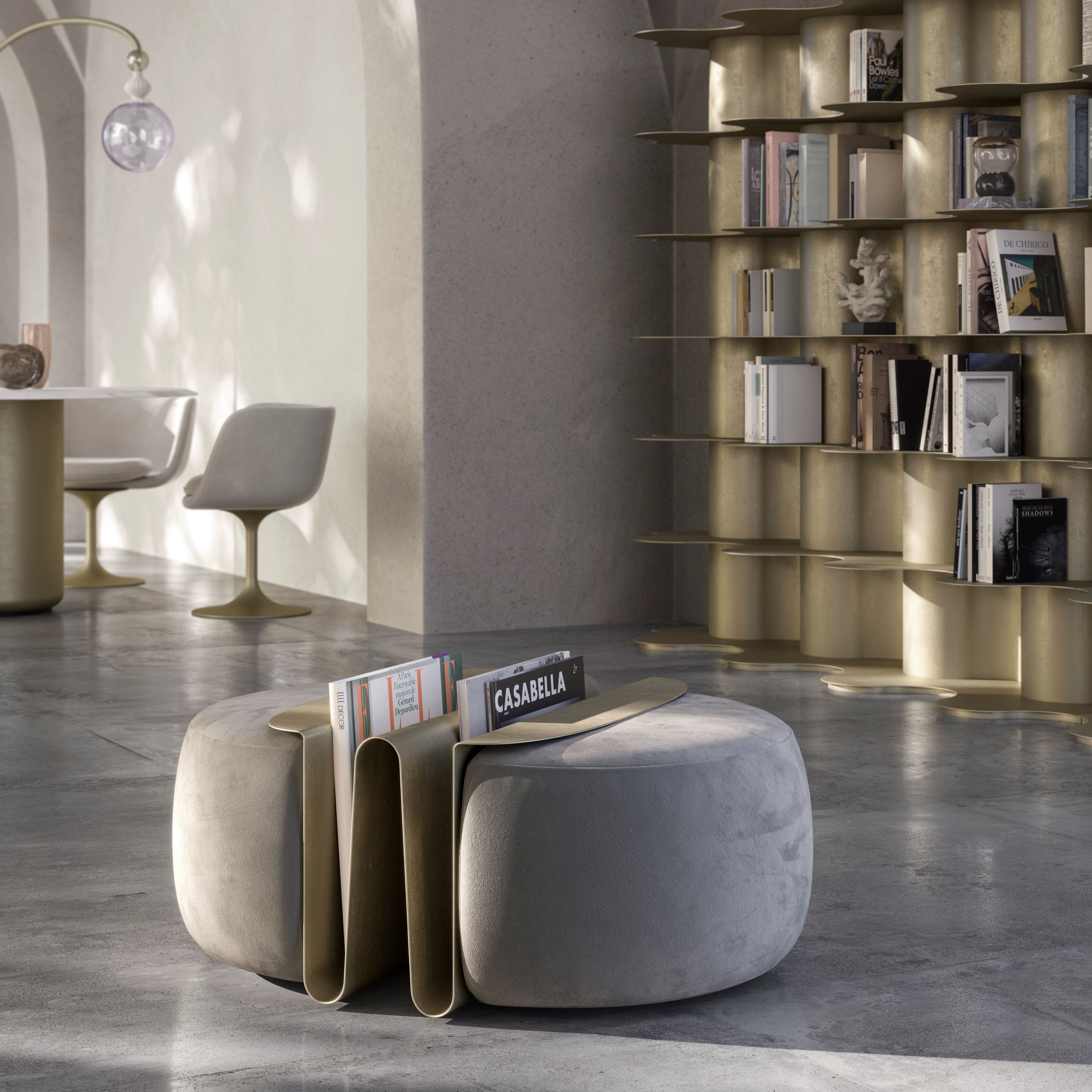 WAVE by Natuzzi Italia - Pouf rotondo con portariviste - 5