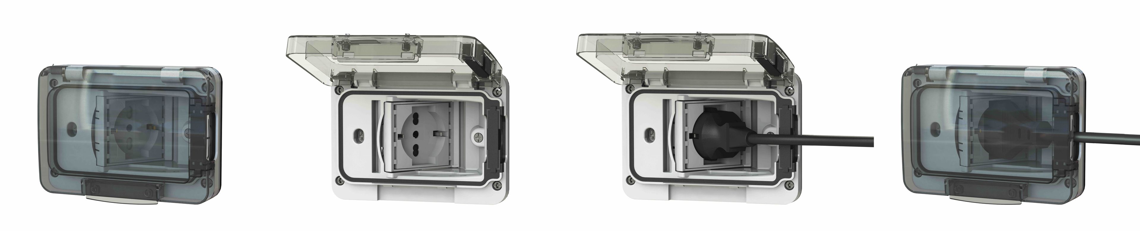 WIDE 4B.W.01.015 by 4 BOX - Presa per scatola impermeabile a 3 moduli - 8