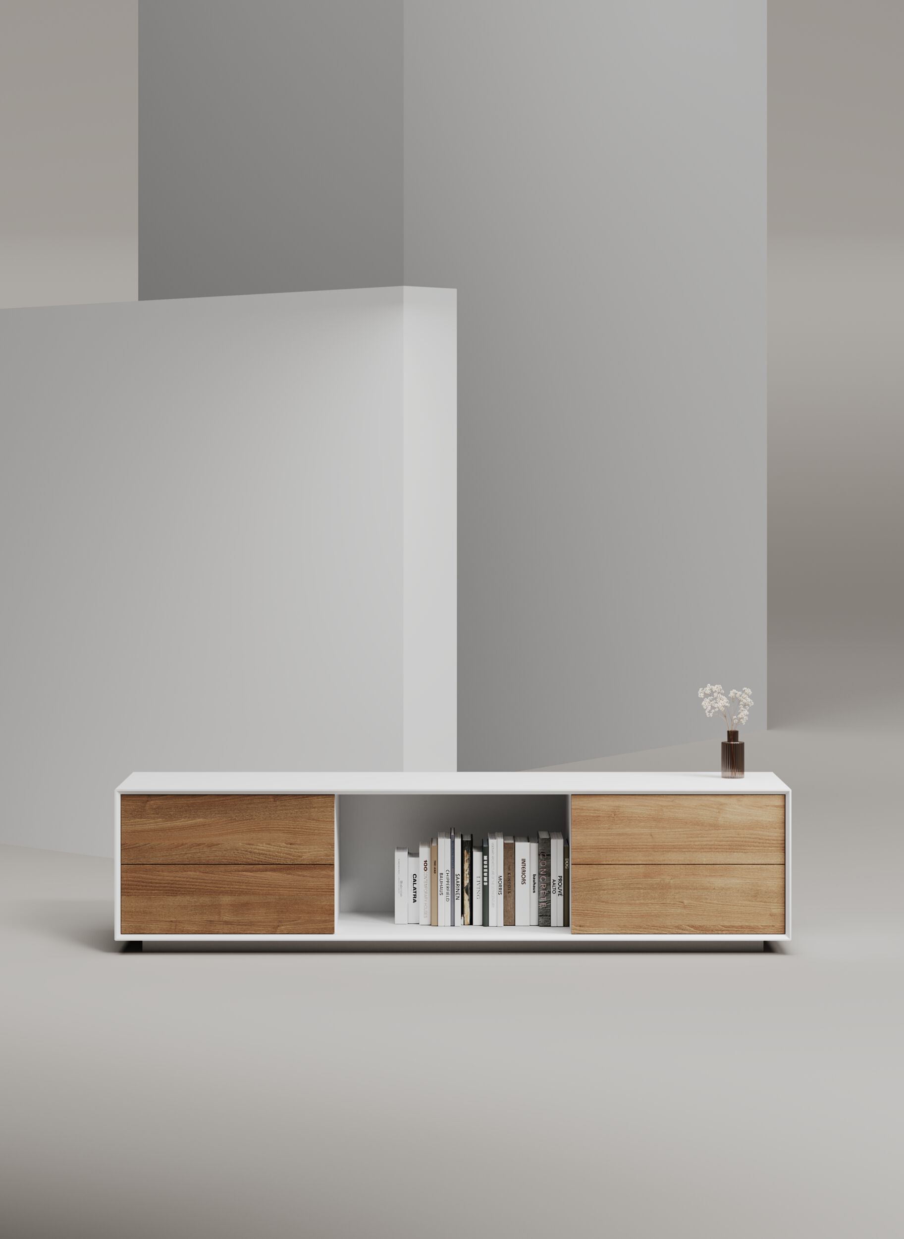 EDGE MULBERRY CHAMFERED by WORKSPACE - Mobile ufficio basso in legno con cassetti - 19
