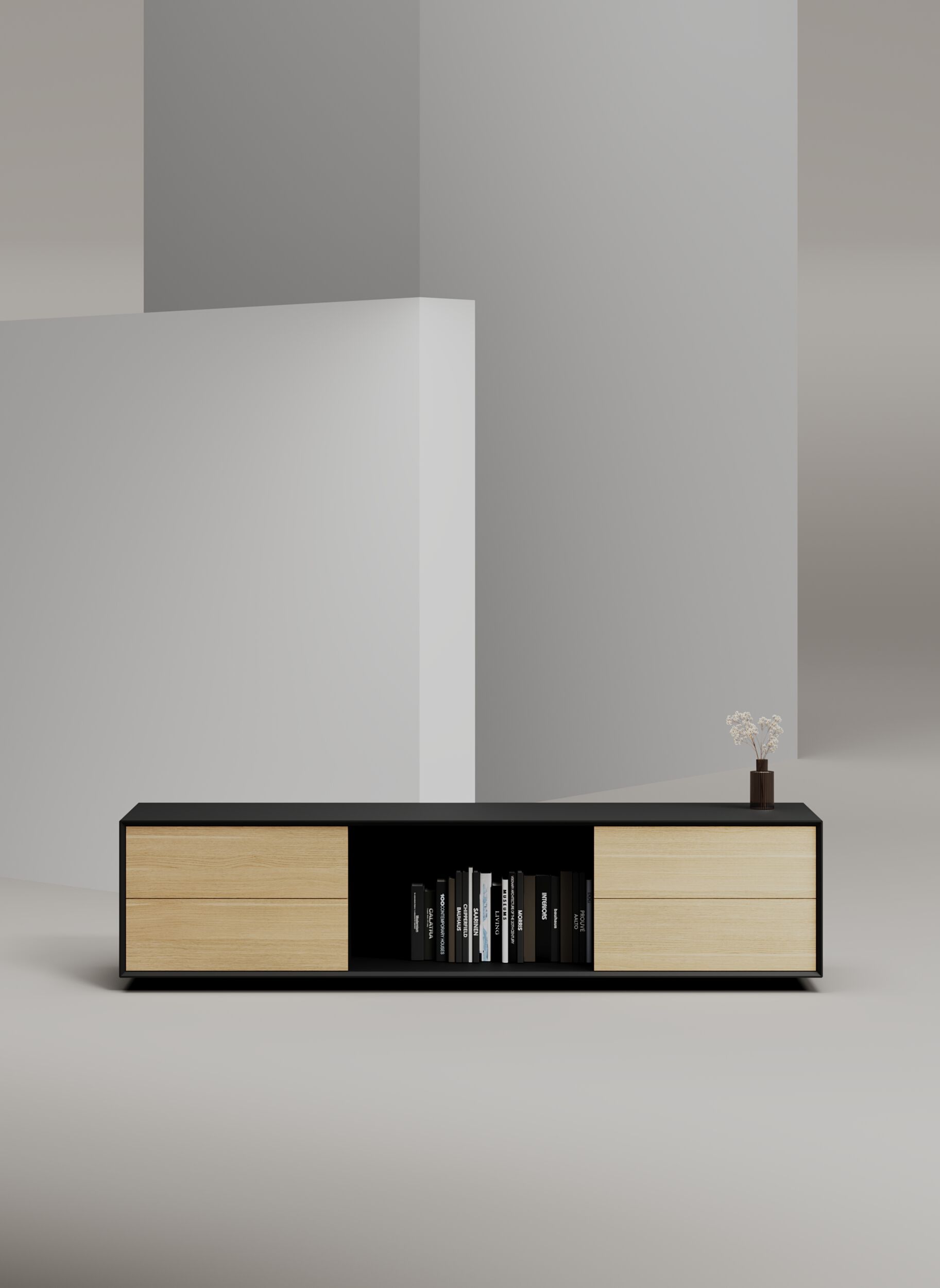 EDGE MULBERRY CHAMFERED by WORKSPACE - Mobile ufficio basso in legno con cassetti - 11