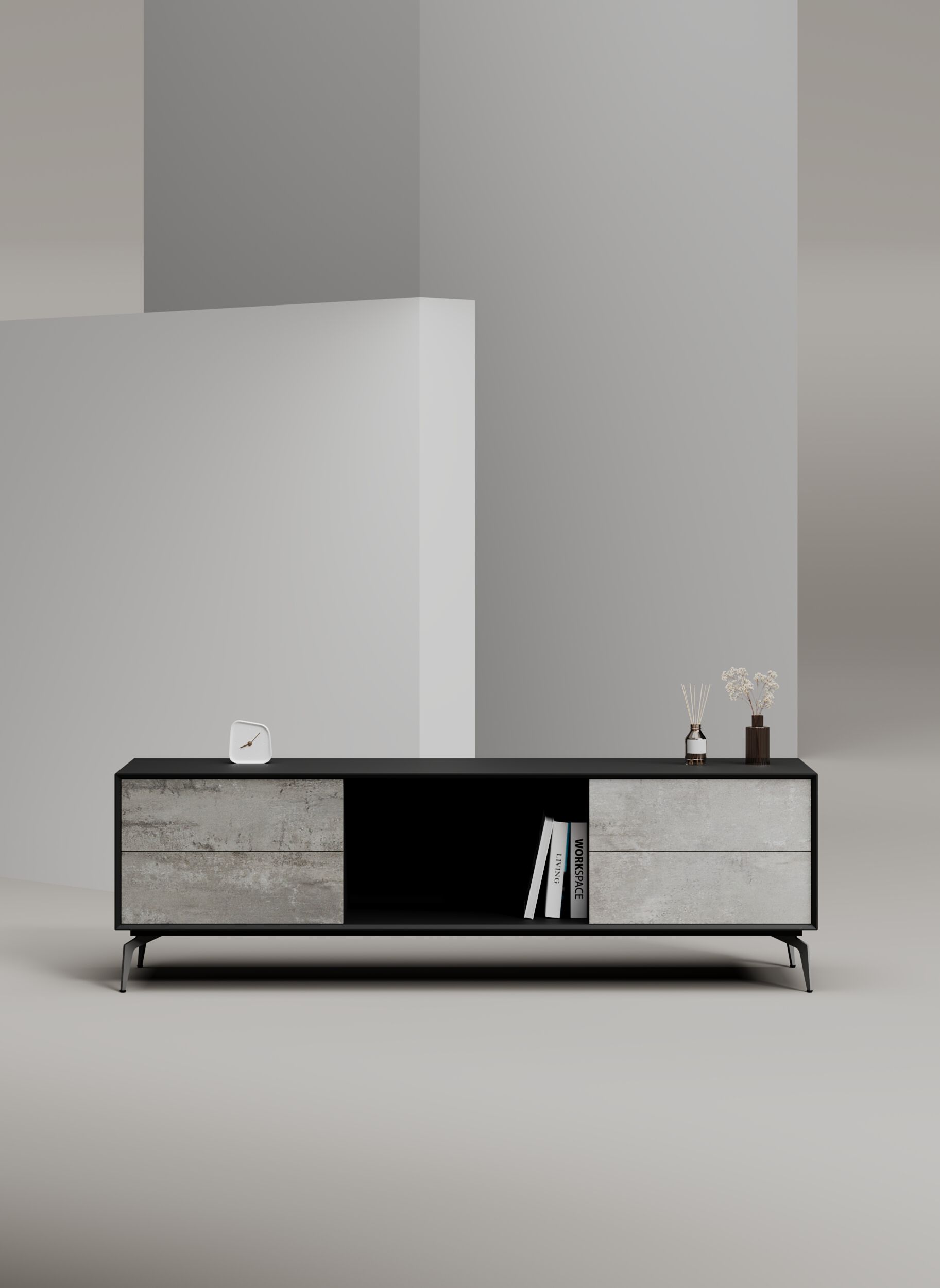 EDGE MULBERRY CHAMFERED by WORKSPACE - Mobile ufficio basso in legno con cassetti - 28