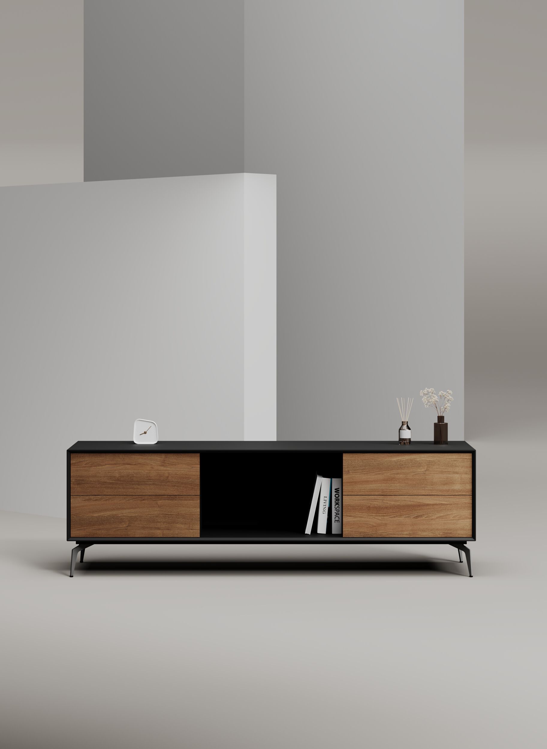 EDGE MULBERRY CHAMFERED by WORKSPACE - Mobile ufficio basso in legno con cassetti - 26