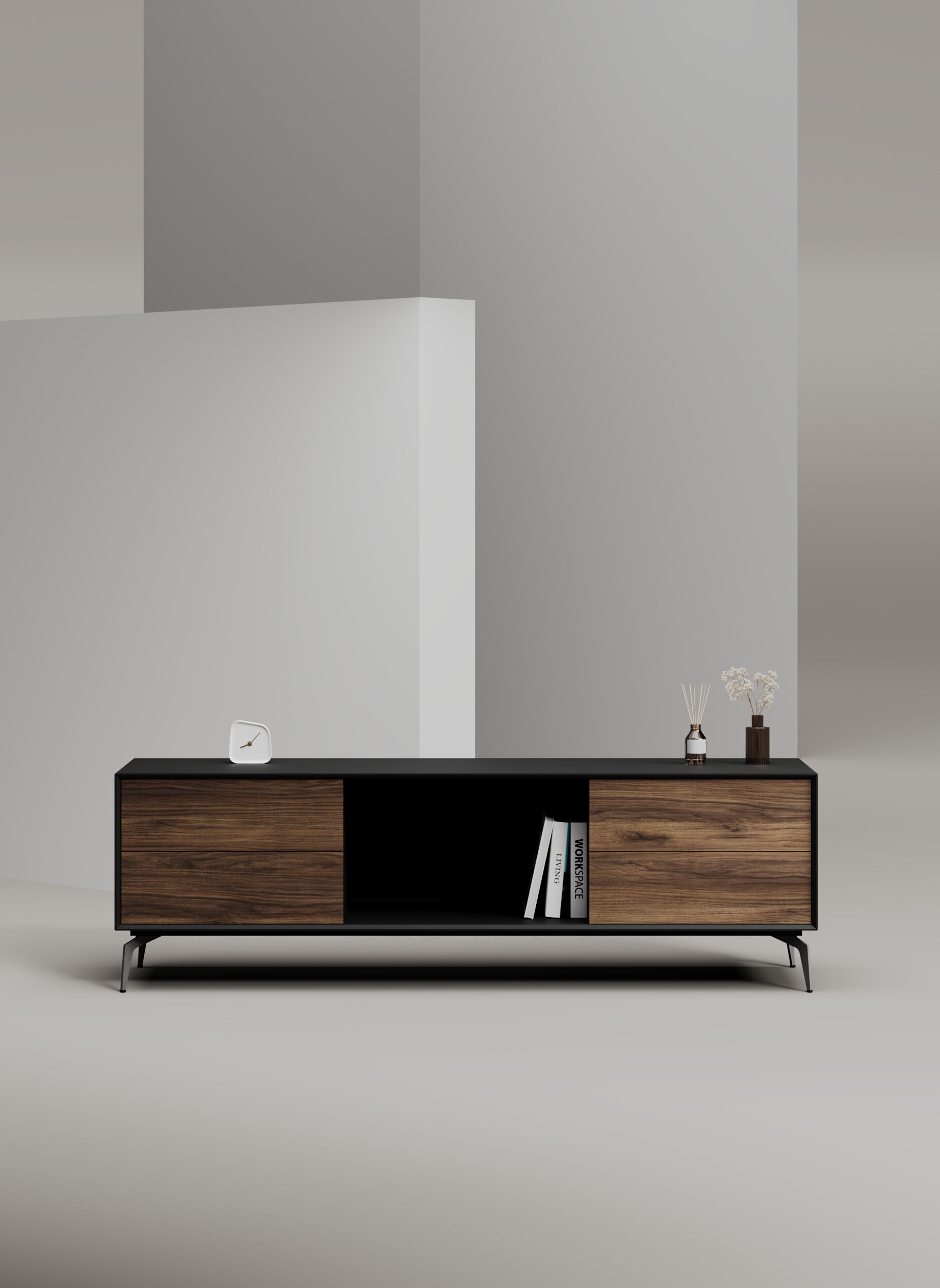 EDGE MULBERRY CHAMFERED by WORKSPACE - Mobile ufficio basso in legno con cassetti - 29