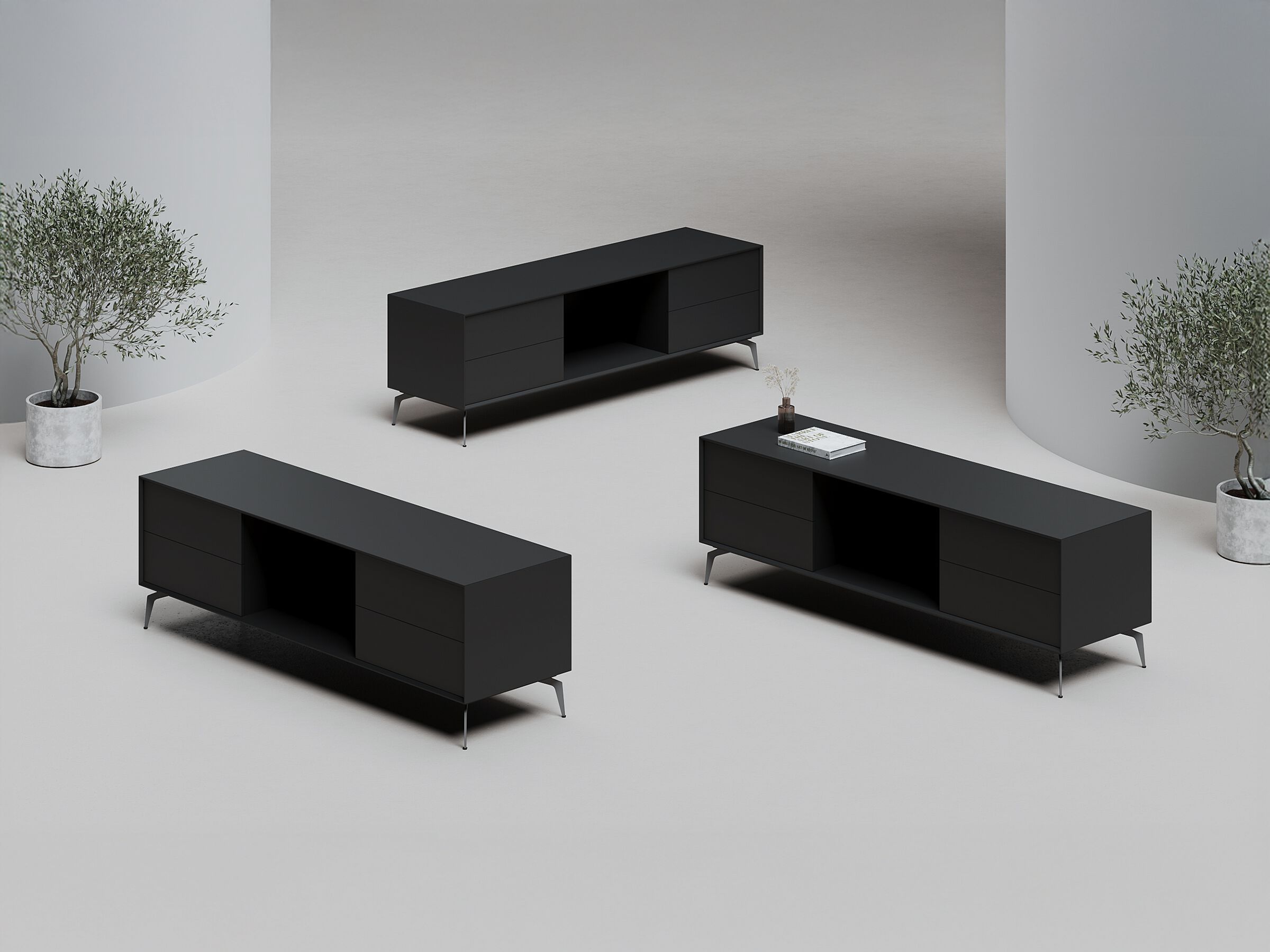 EDGE MULBERRY CHAMFERED by WORKSPACE - Mobile ufficio basso in legno con cassetti - 8